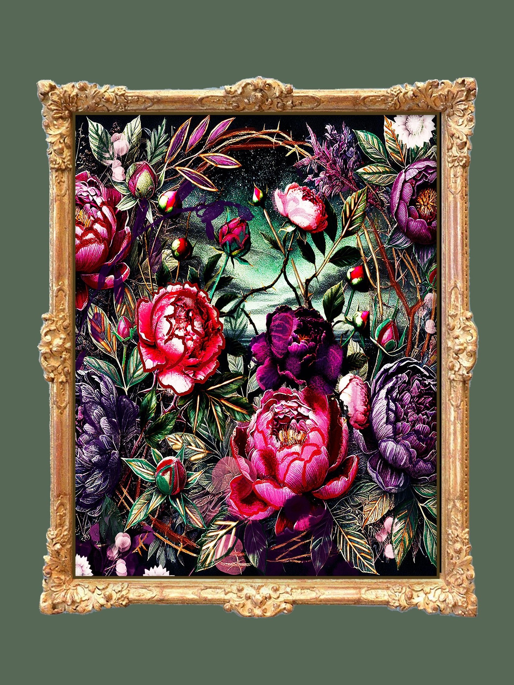 victorian goth peonies print