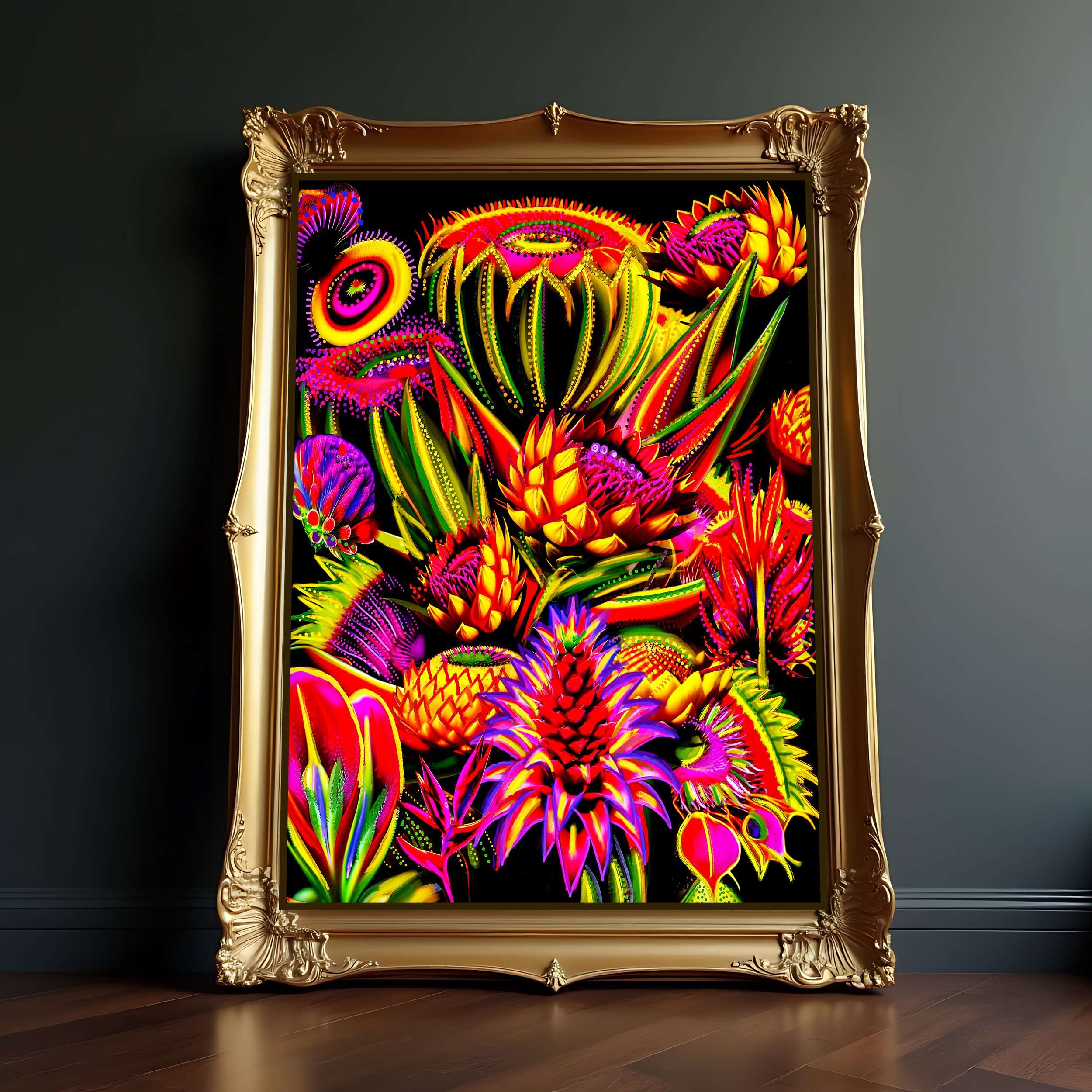 tropical flower art - vivid colors