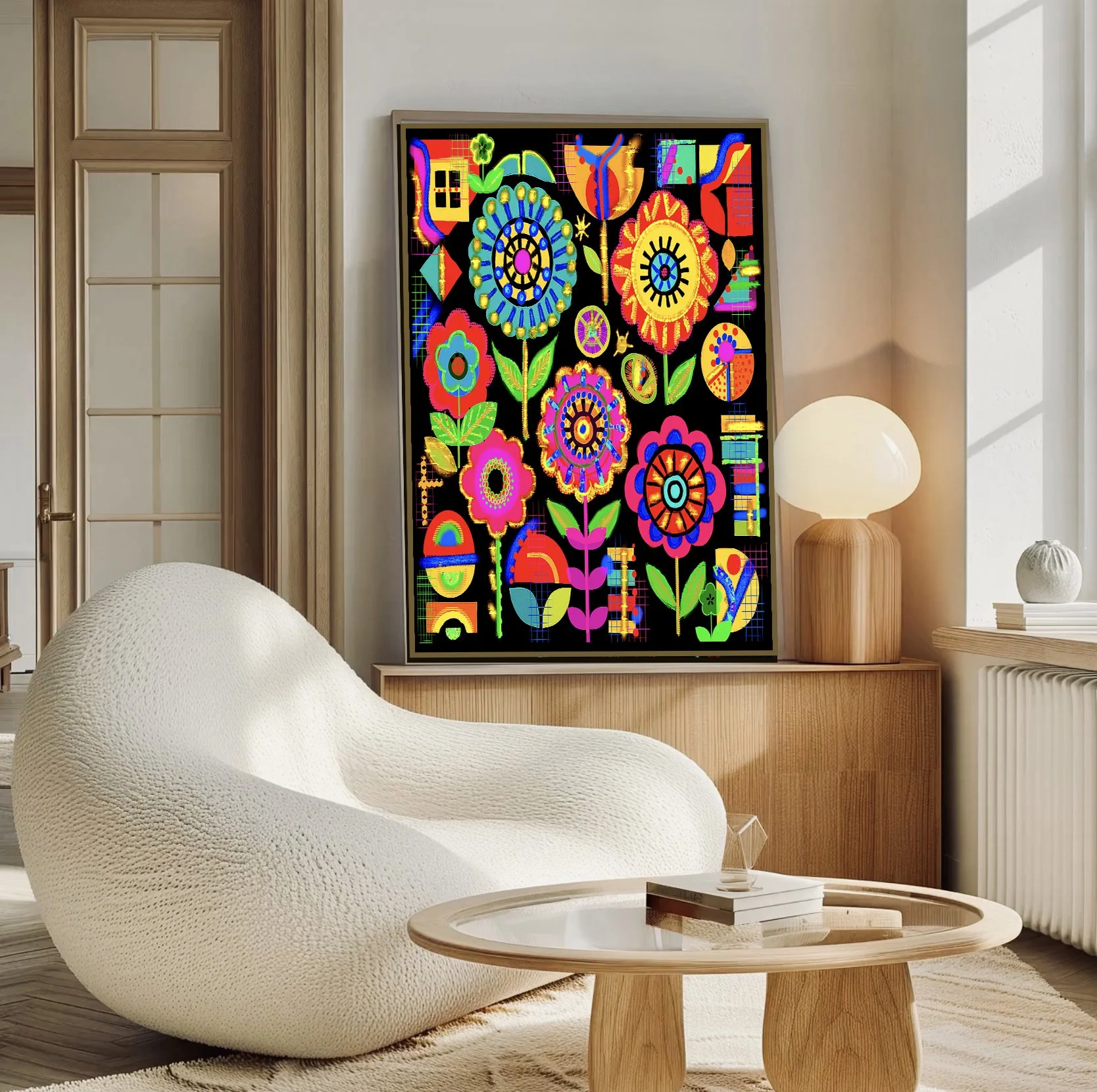 maximalist geometric floral print