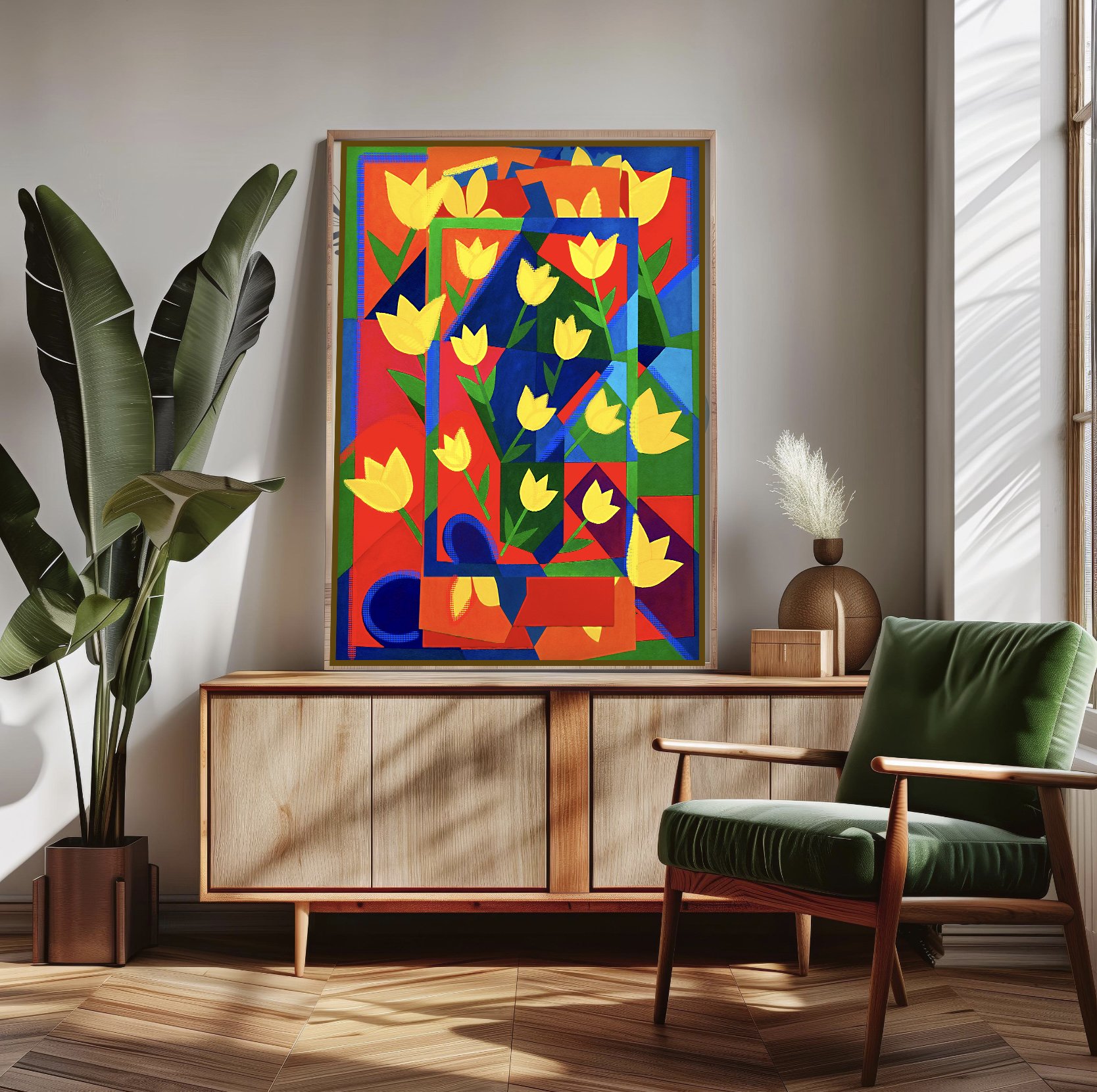 Mid-century modern tulip art