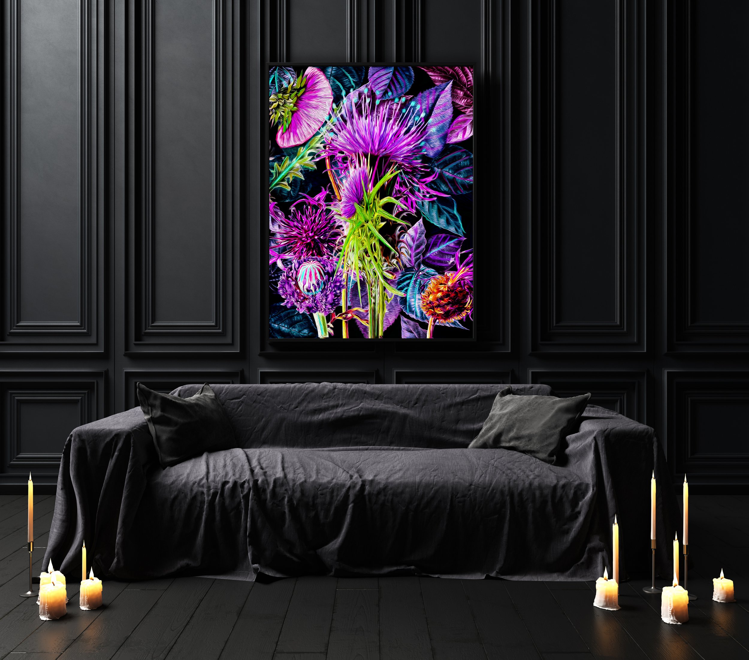 victorian goth wildflower wall art print for sale
