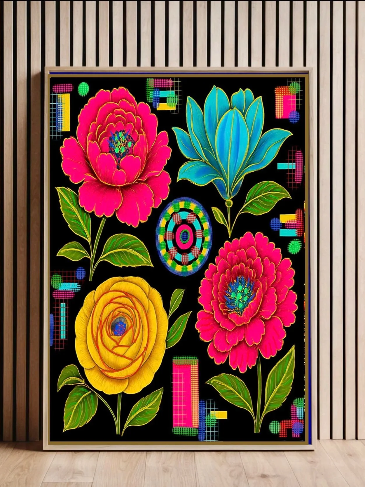 Geometric-Art-Deco-Digital Abstract Floral Study