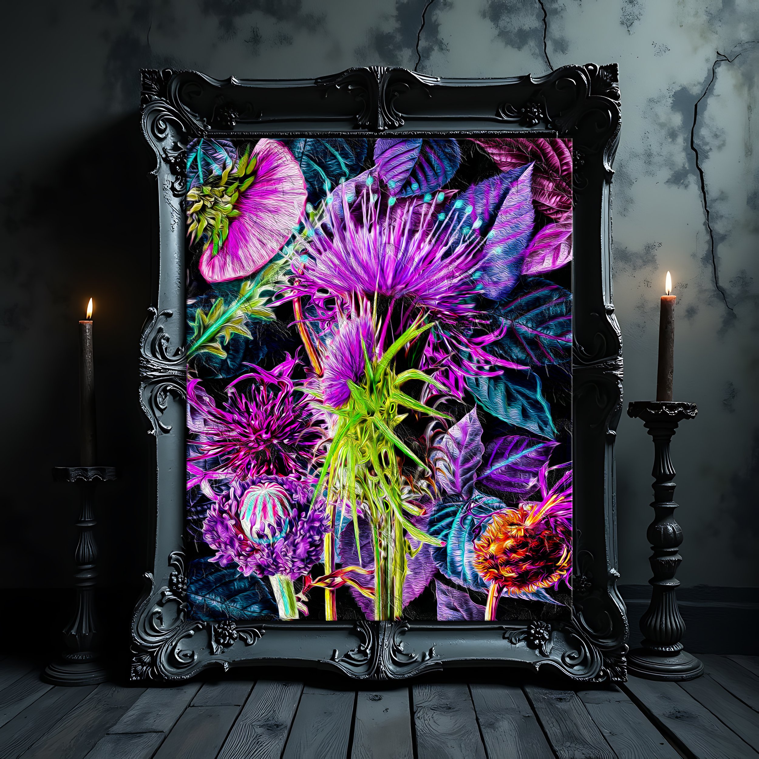 whimsigoth art for sale - purple victorian moody flower print