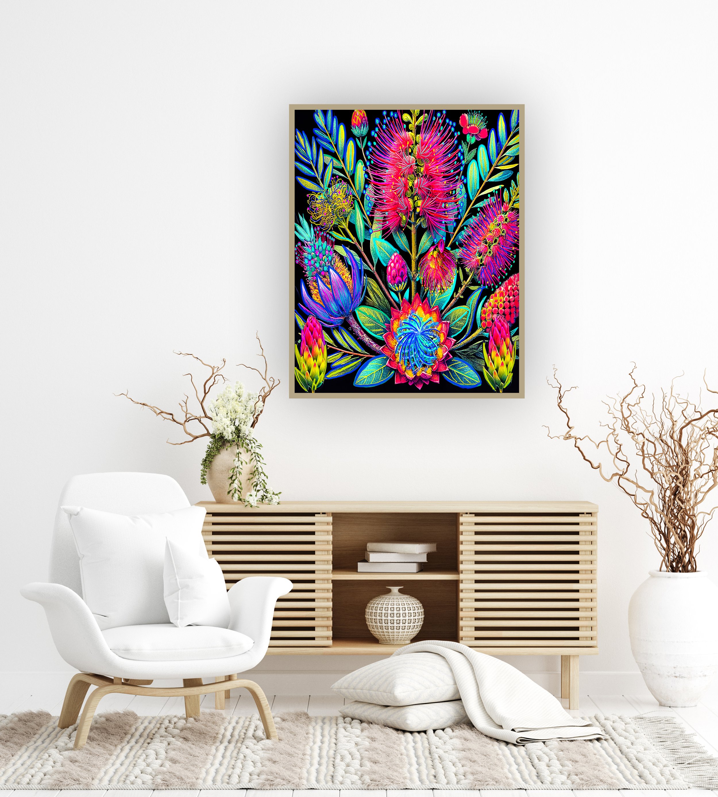 colorful Australian flowers print for sale