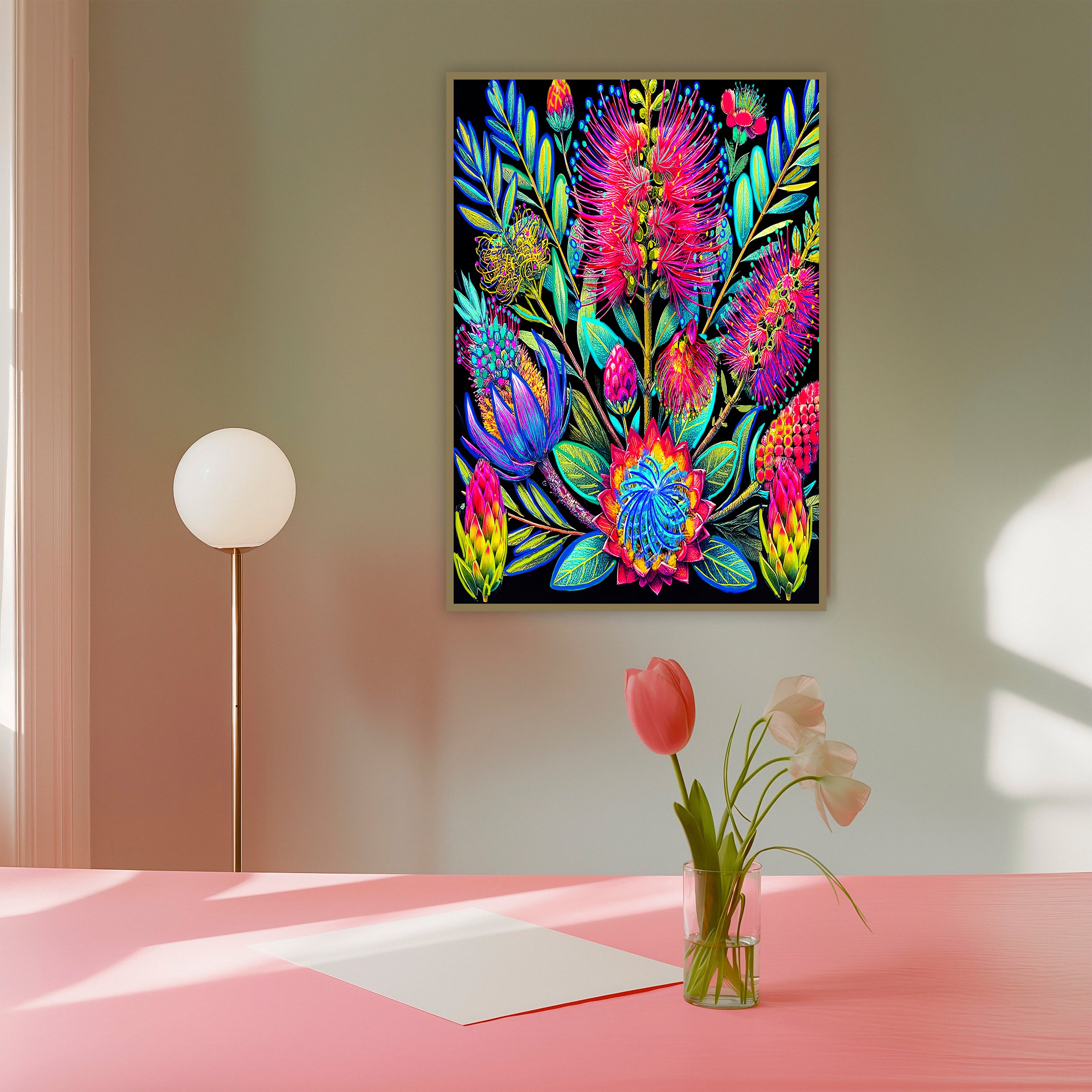 Australian plant art print - Colorful Modern Botanical Poster