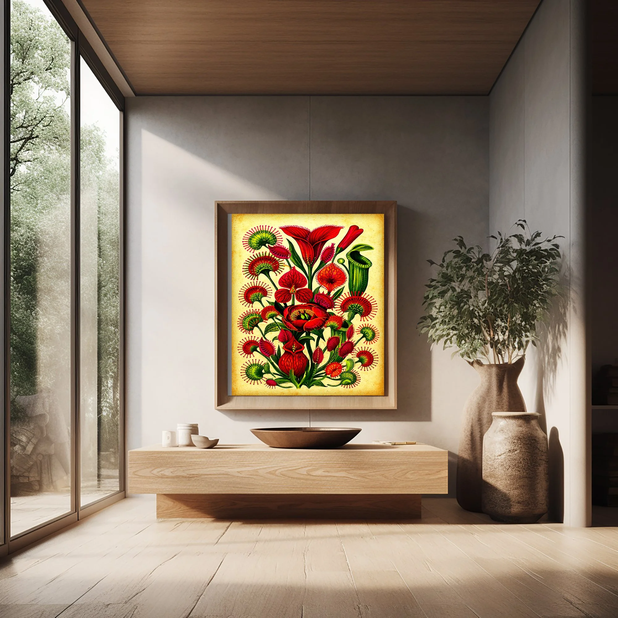 16x20 inches -exotic-red-botanical- floral artwork.jpg