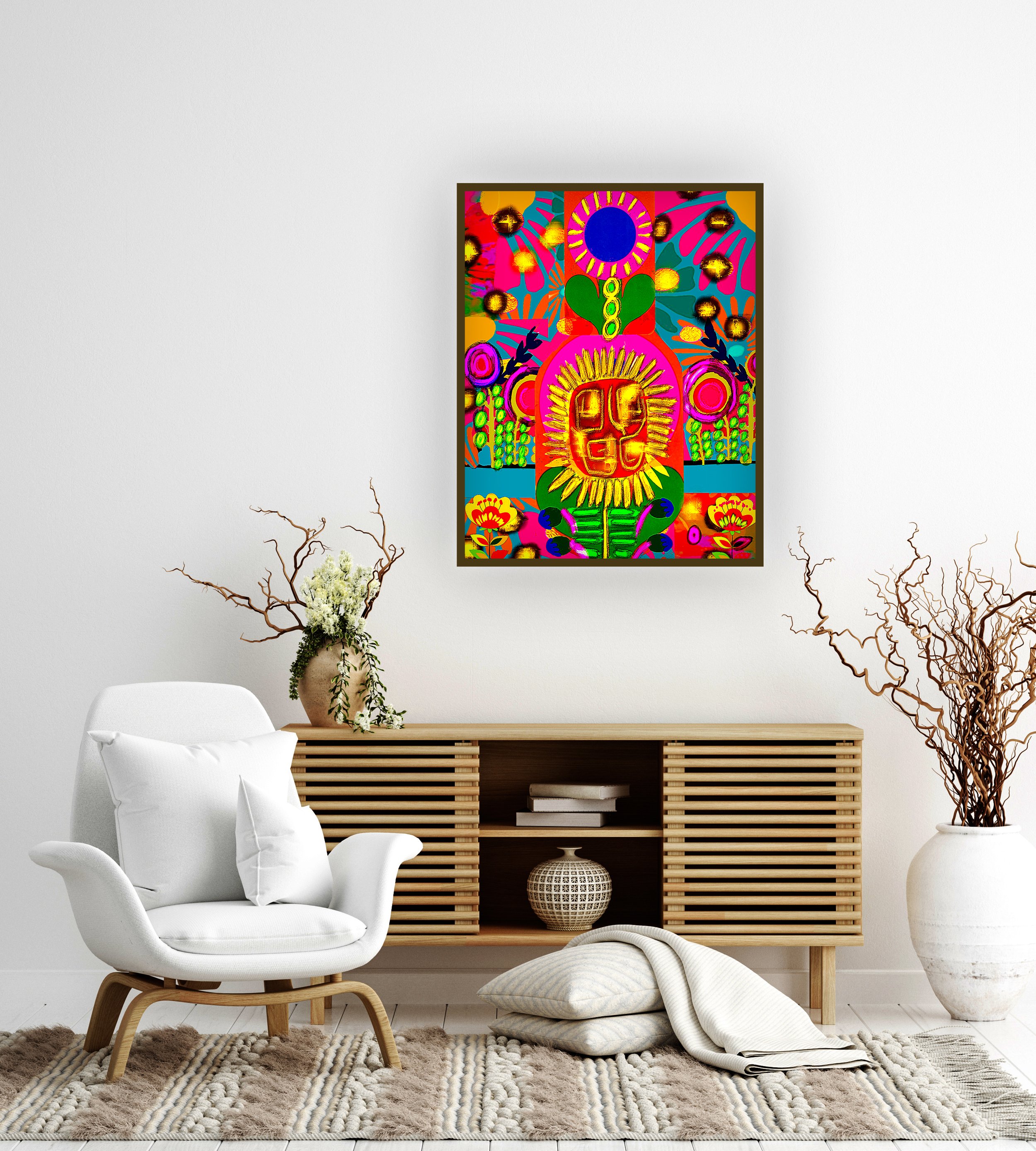colorful abstract art for white walls - keith haring inspired prints for sale