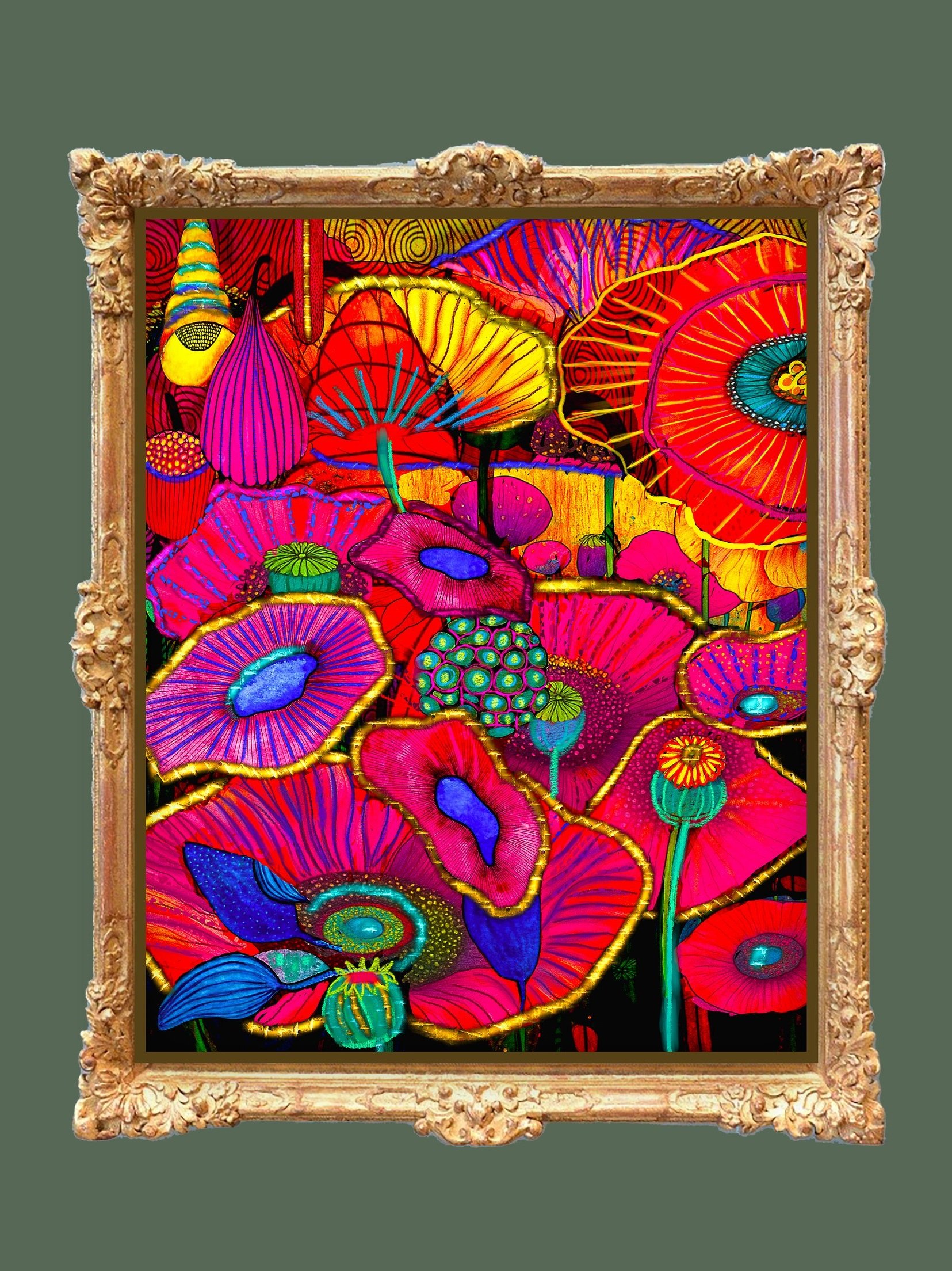 Modern psychedelic flower decor