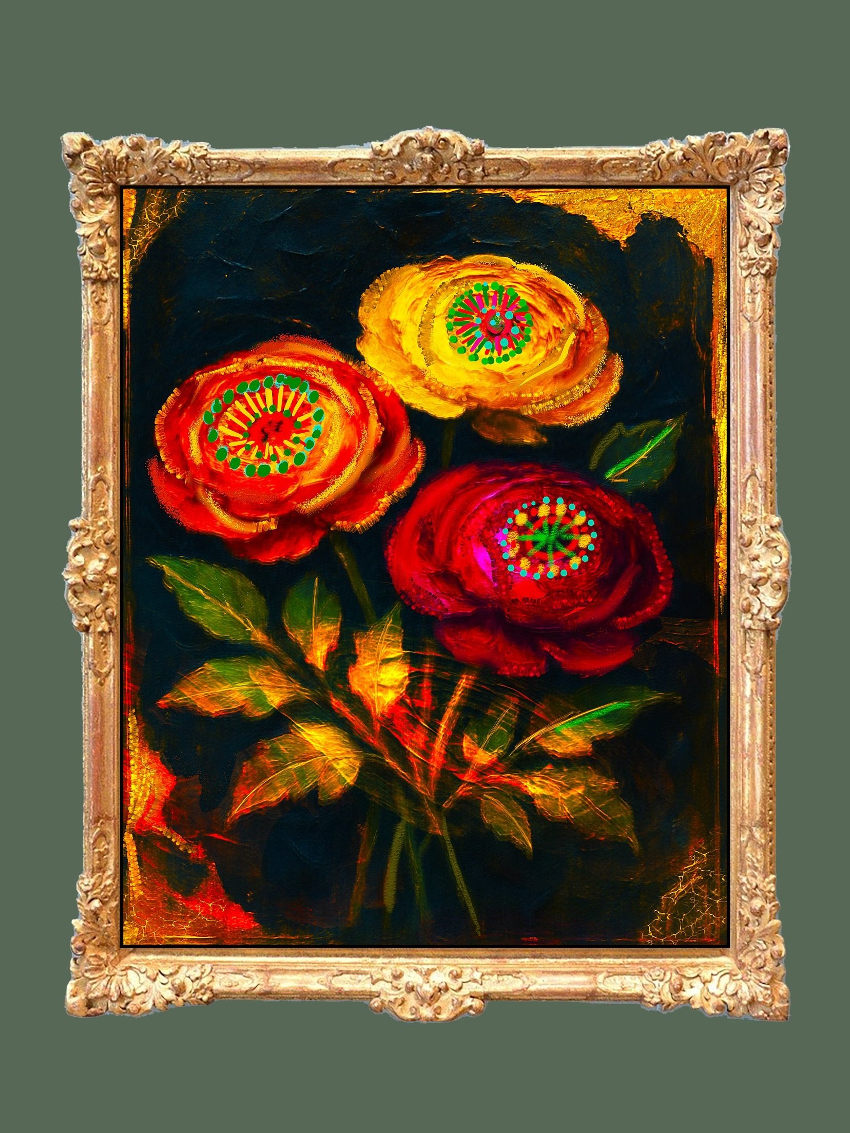 moody floral painting - ranunculus flower painting