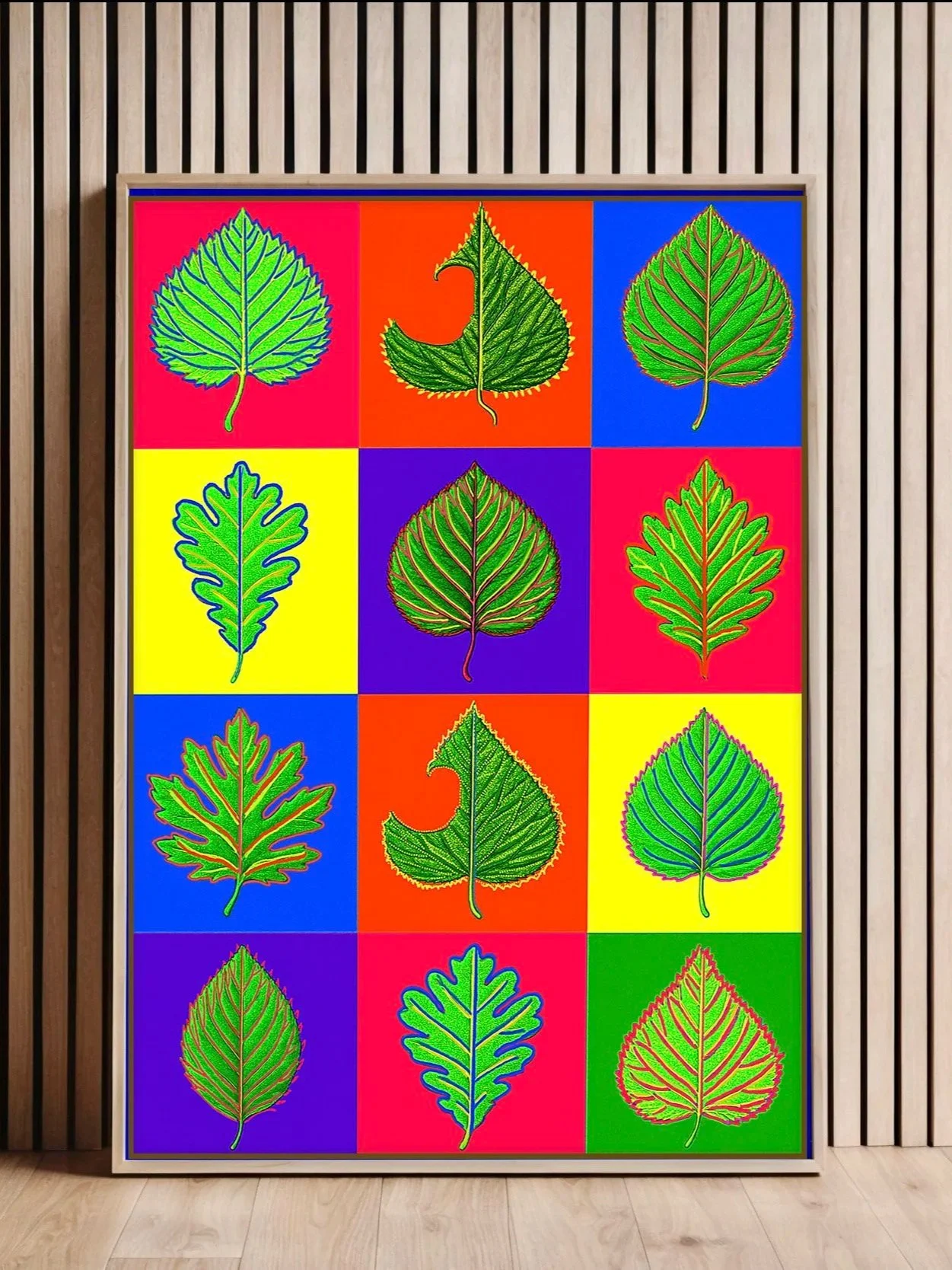 Leaf Study in Neon | Contemporary Botanical Pop Art Print