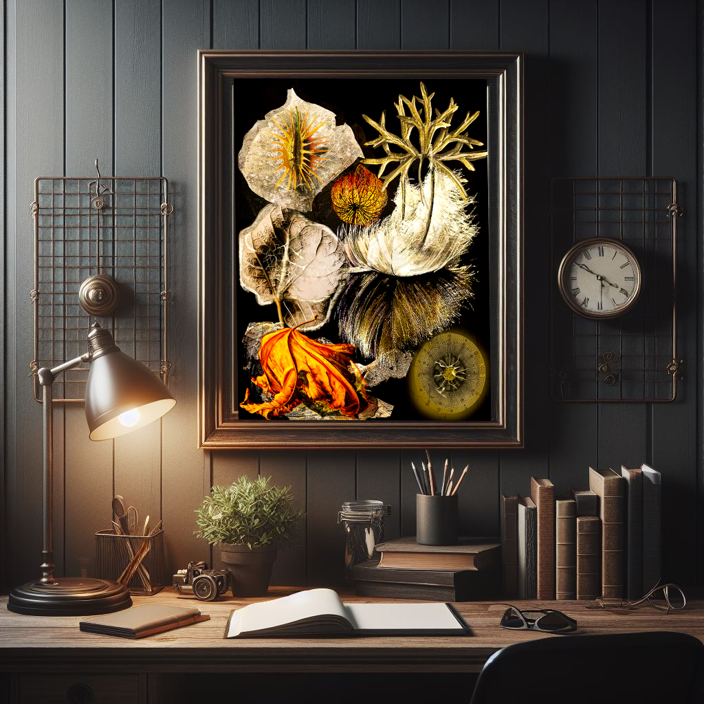 fine art botanical, dark academia wall art
