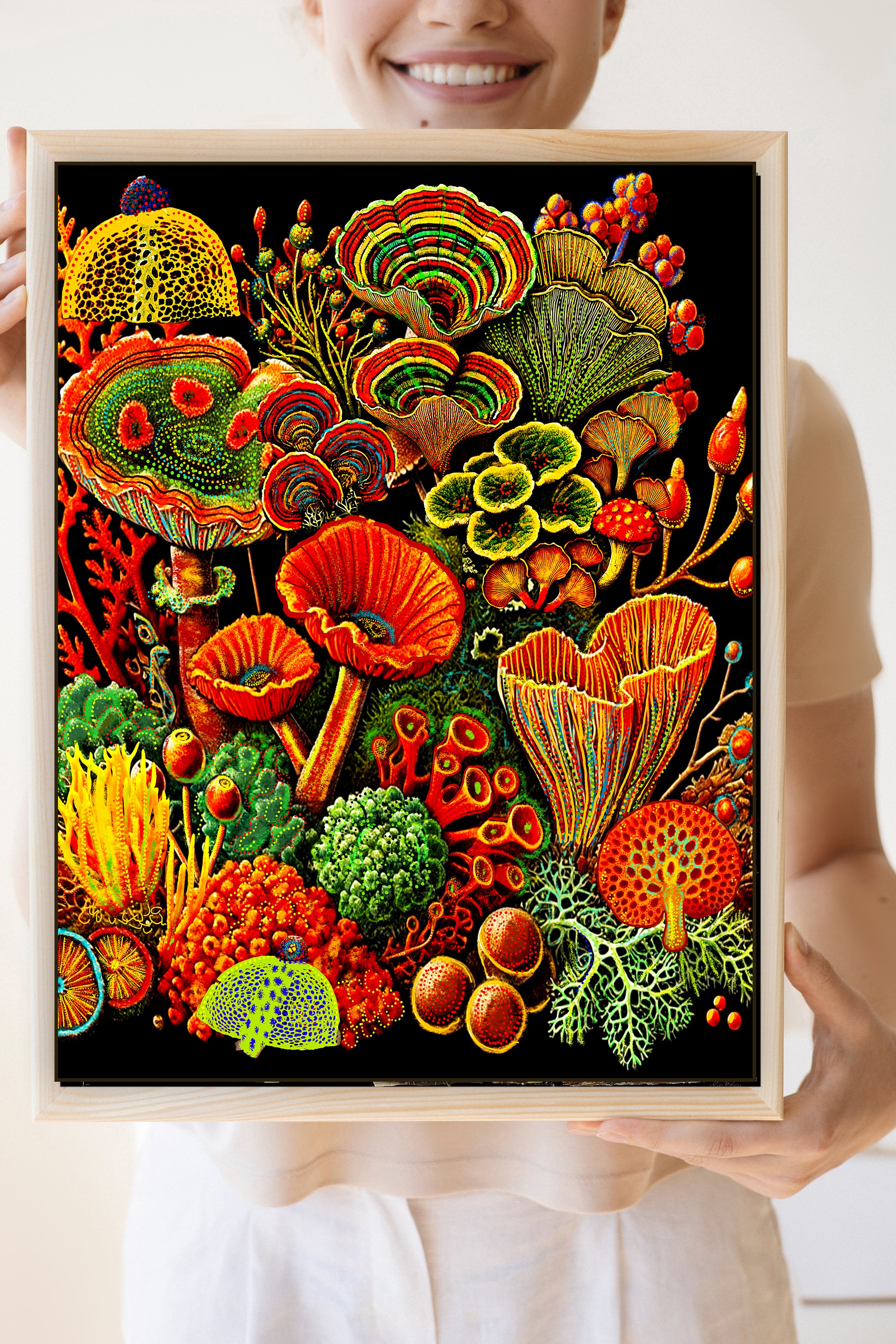 vibrant botany mushroom print