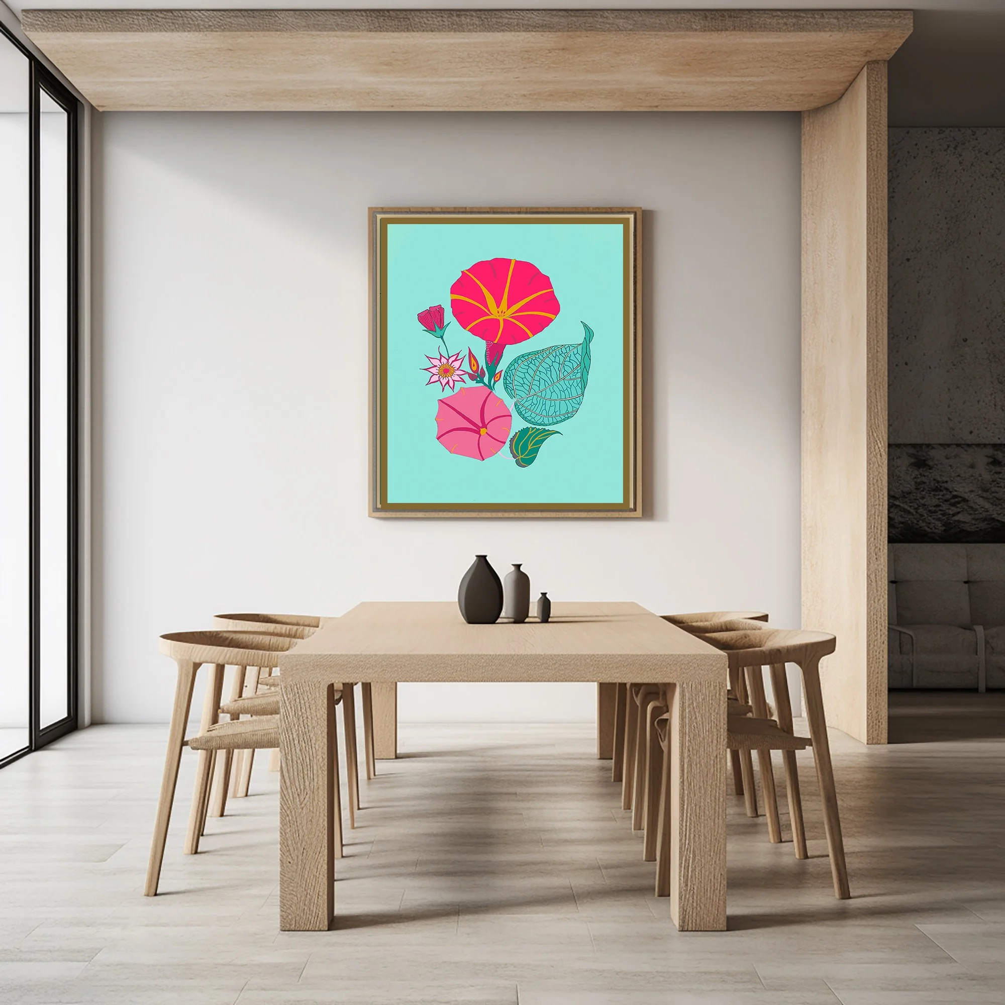 boho botanical dining room poster art folk art flowers.jpg