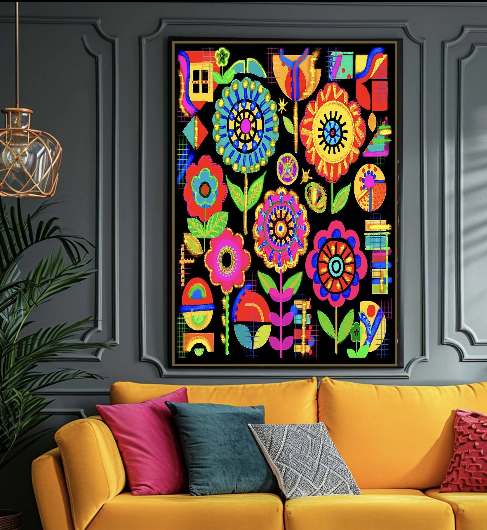 retro futurist flower art