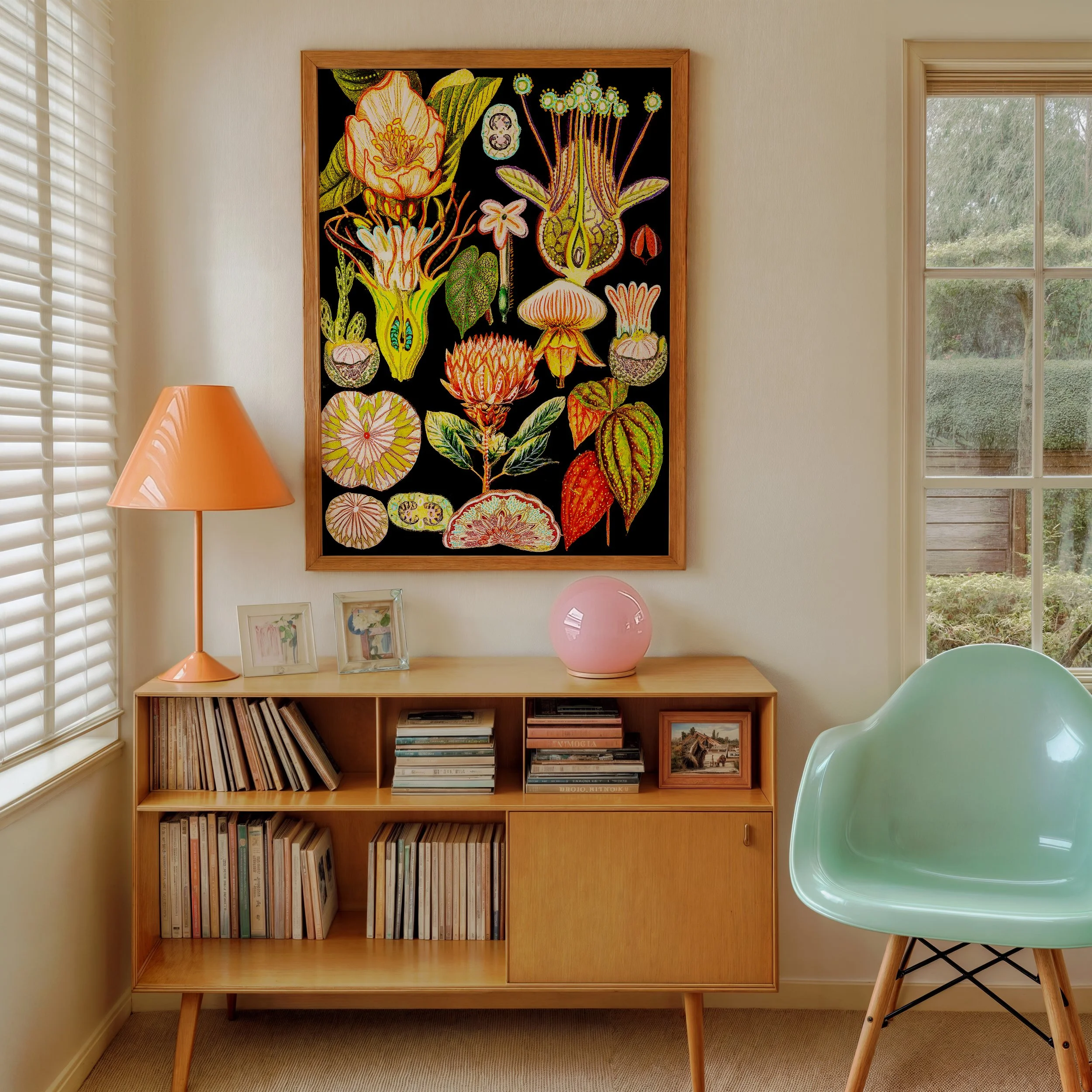 boho bauhaus mid century cool botanical art for sale by indie artist