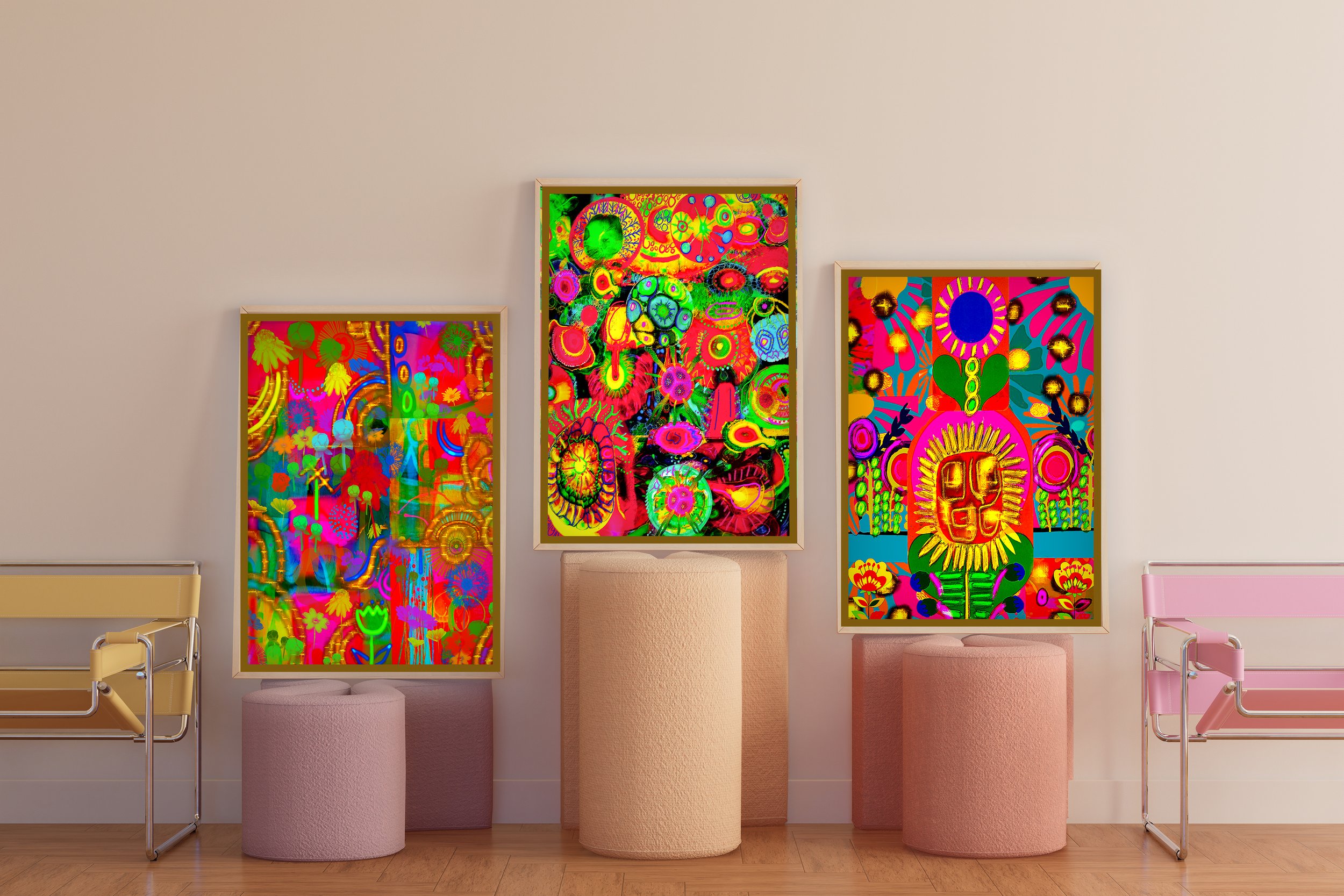 neon pink poster - preppy wall art
