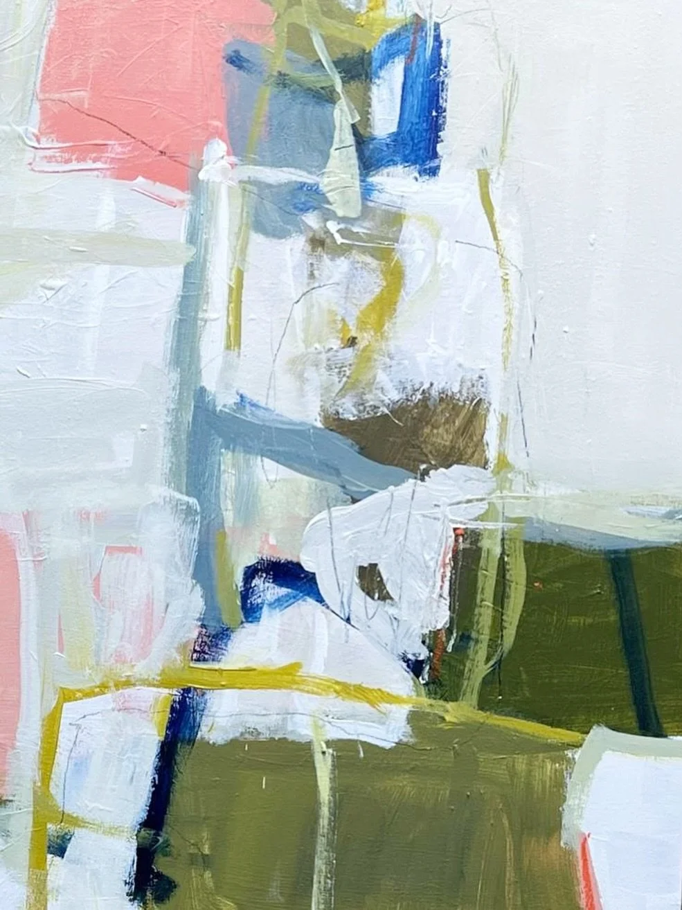 A detail from a new painting where I&rsquo;ve been experimenting with a new palette.

#NewPaintings #NonObjectivePainting #RecentWork #PinkAndGreenPalette #Harper_Hughes_Home