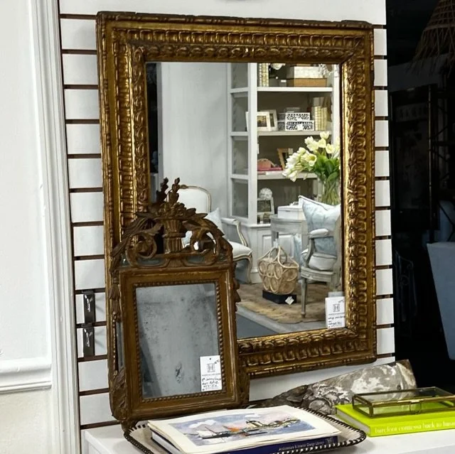 Little or large, a mirror always adds interest to any space. These are two vintage French mirrors we had on display a while back at our @chesterdaleshome booth. 

#FrenchMirrors #AntiqueMirrors #Harper_Hughes_Home