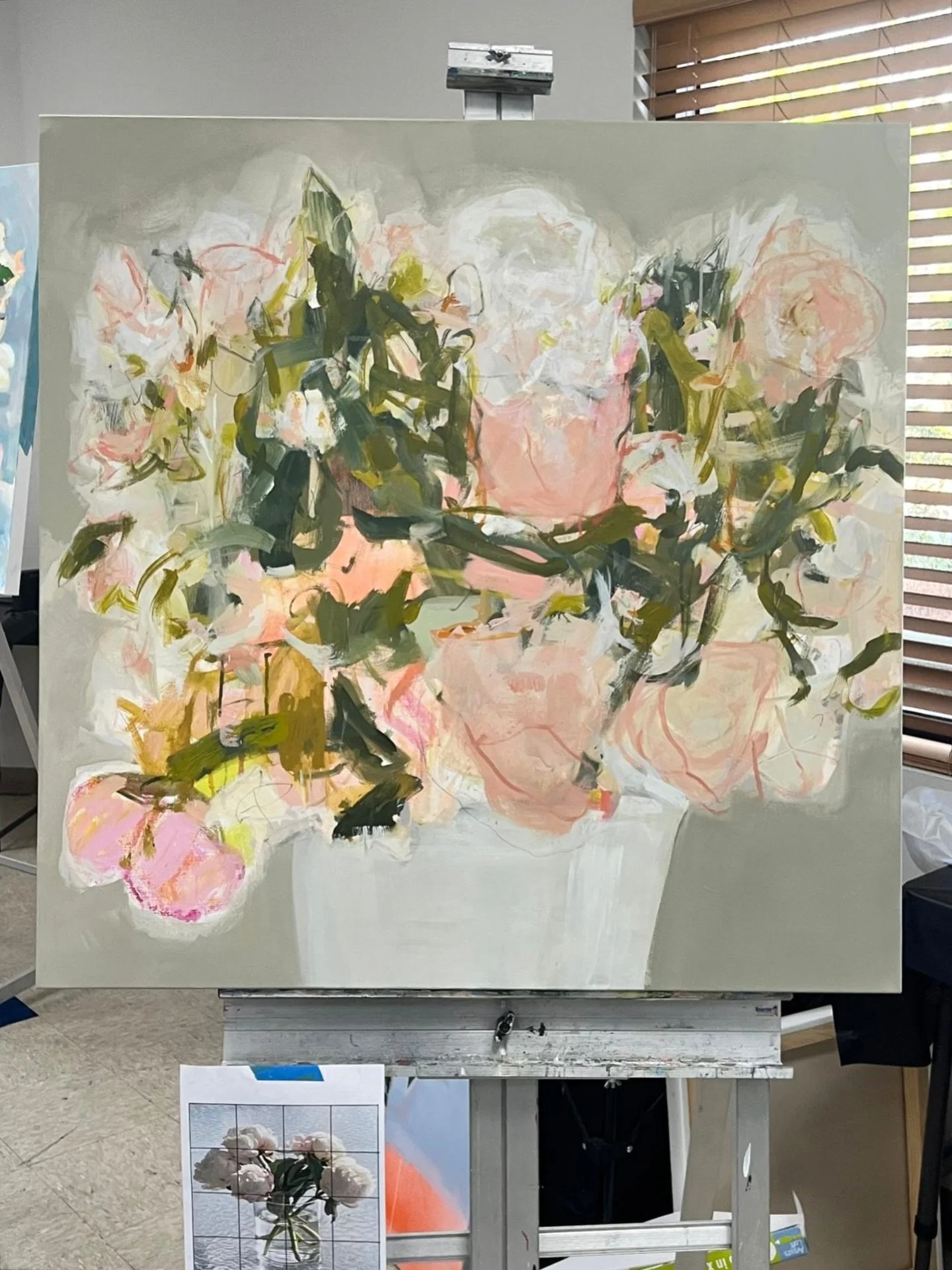 Still Yours
Acrylic on canvas, 3&rsquo; x 3&rsquo; Layered with light and movement&mdash;
A quiet study in connection that endures, in soft ochres, blush, and muted blues. 

Framed + signed, now in my @chesterdaleshome booth.

#ContemporaryFloralPain