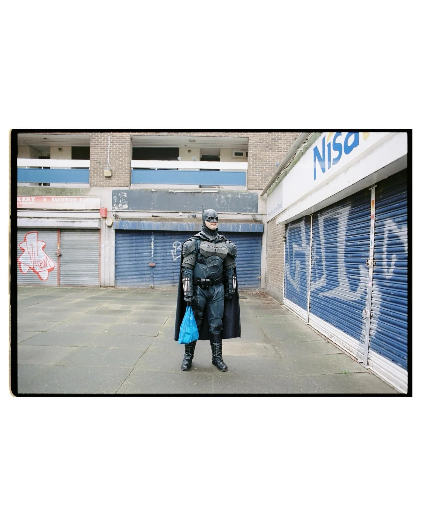 Batman in Custom House. George &amp; Ragnar in Thamesmead. Housing in Edmonton. Butcher in Poplar. Mirror selfie.

#35mmfilm #bca21 #psychogeography #sociallandscape