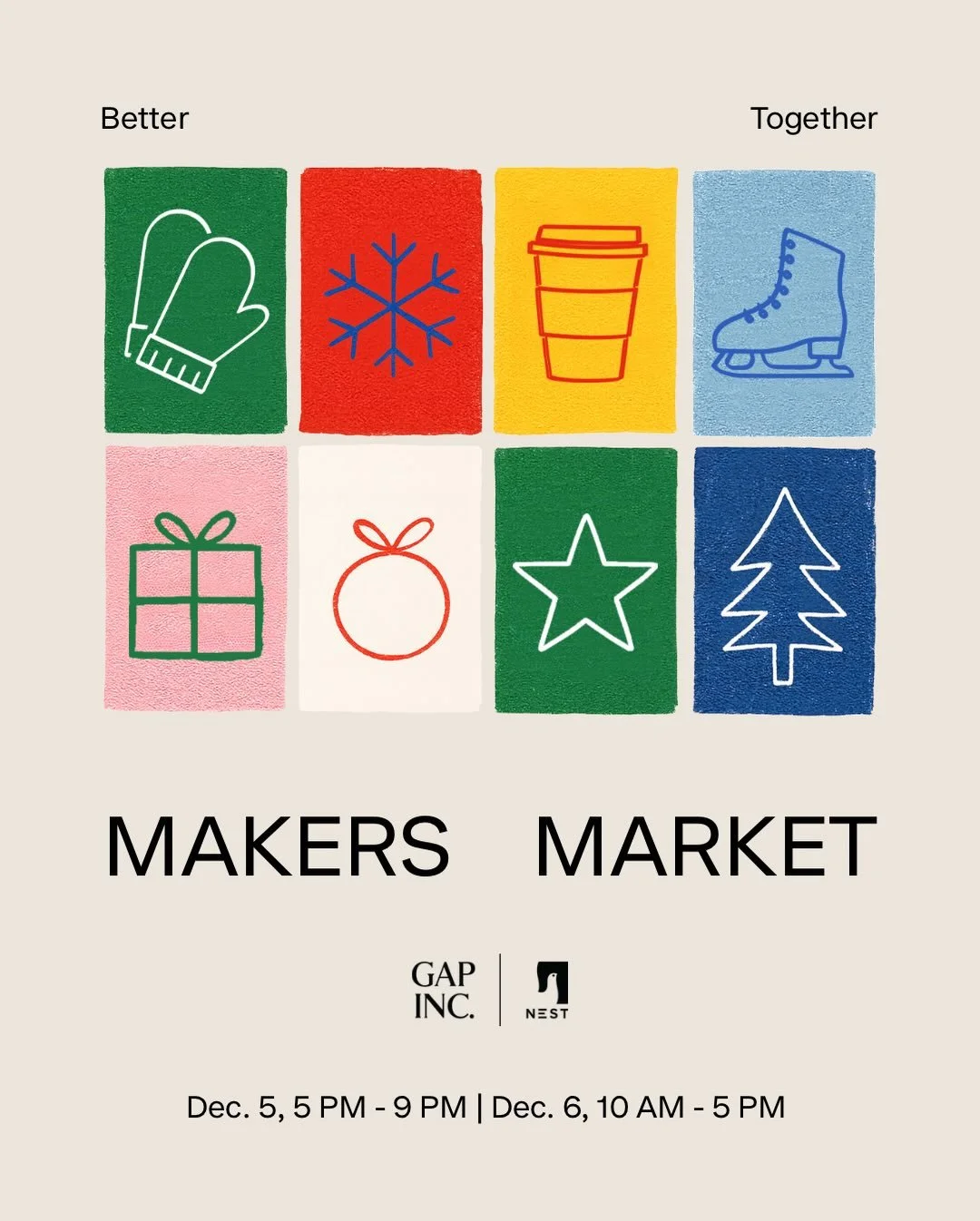 Hey, everyone! Thrilled to be a part of the Makers Market at GAP this Friday and Saturday! @gapinc and @buildanest are partnering up again this year to host the annual Makers Market in GAP headquarters at 2 Folsom! New addition this year is the night