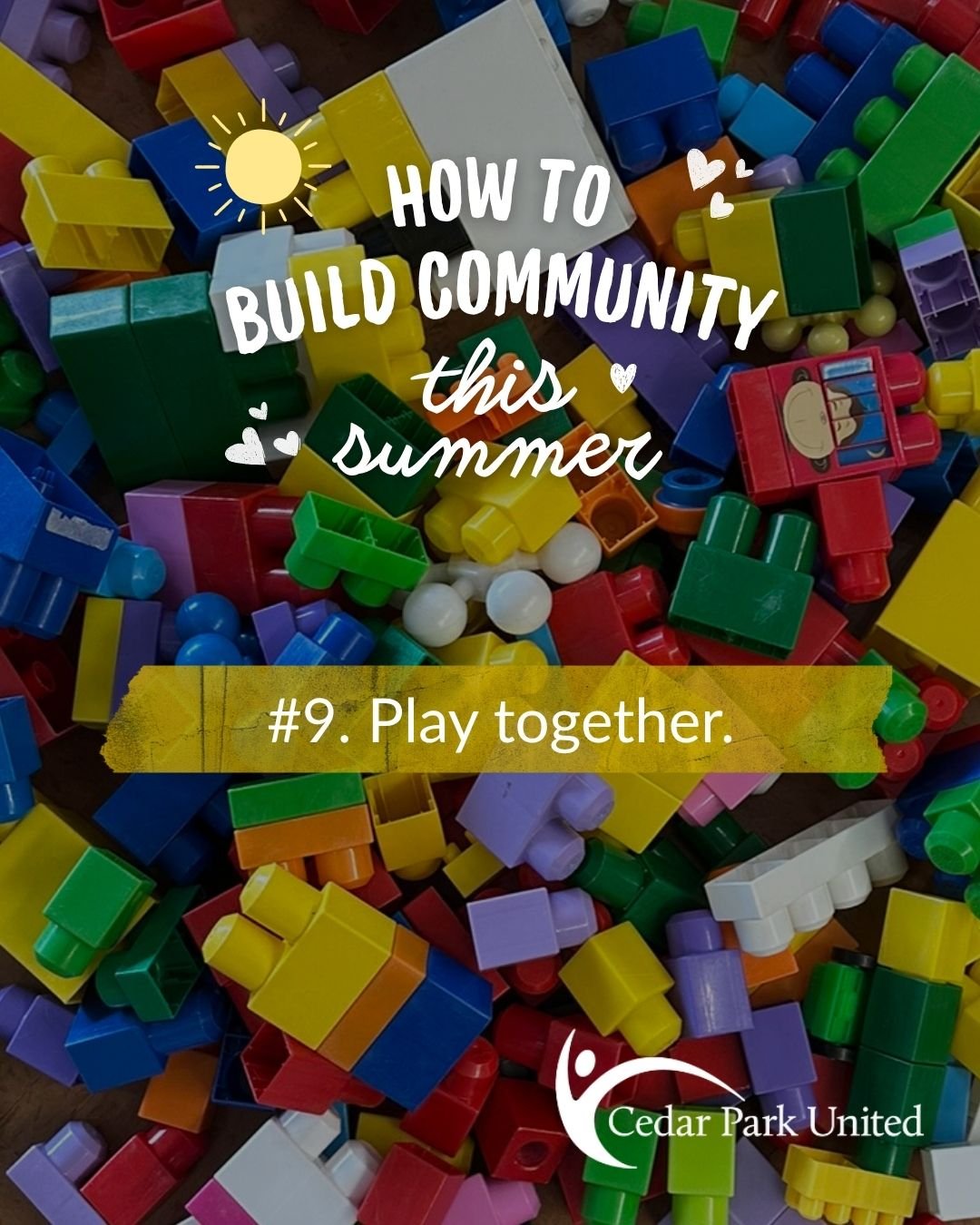 👋 How to build community this summer
#9. Play together.

Play music together with the windows open. Draw a hopscotch grid on the sidewalk in front of your house and start hopping--you won't be alone for long. Pull out the board games and invite a fr