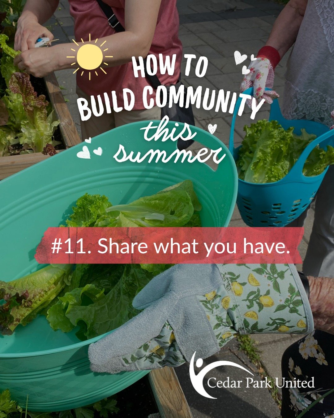 👋 How to build community this summer
#11. Share what you have.

🥒 When that zucchini pops in your garden? Offer it to the neighbours on your street or take it to the West Island Mission. Have a generator? Make sure your neighbours know you'll share
