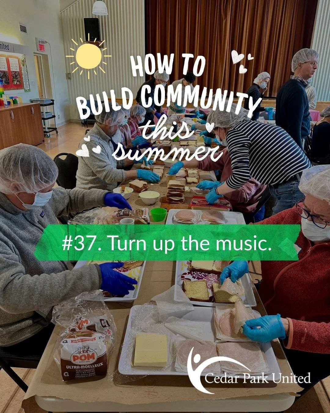 👋 How to build community this summer
#37. Turn up the music. 🎶

We&rsquo;ve created a playlist* for our monthly sandwich-making sessions for Bread and Beyond. Turns out, turning up the music turns up both the energy and the connections among people