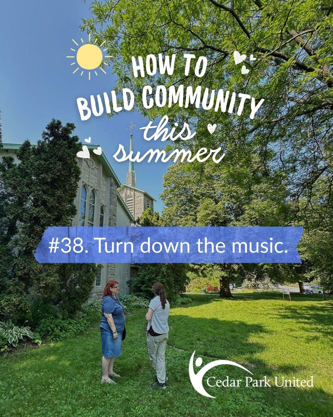 👋 How to build community this summer
#38. Turn down the music. 🗣️

Sometimes it&rsquo;s in the quiet that we can build community. When we&rsquo;ve taken out our earbuds, put down our phone, turned off the radio and the TV, and shut down our compute