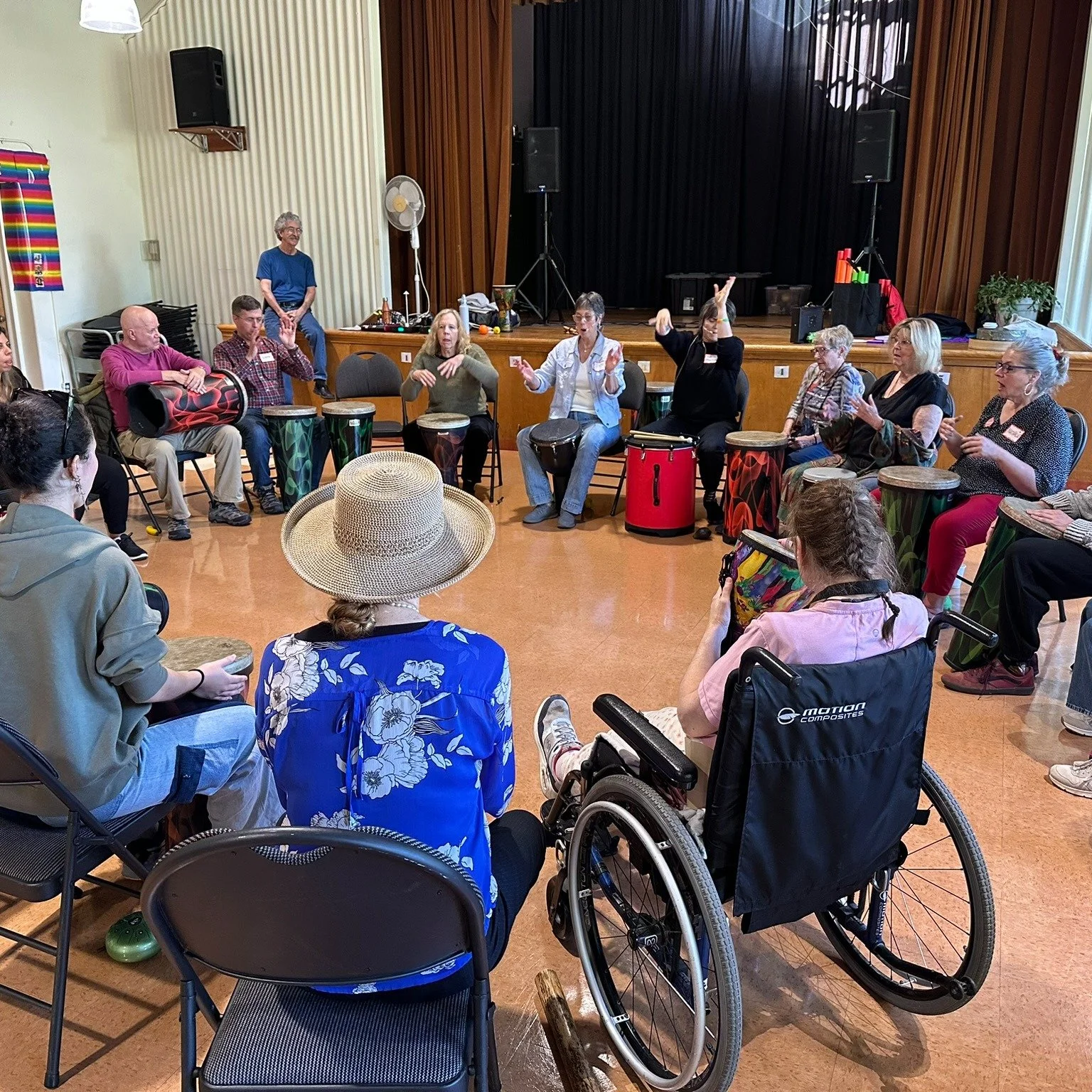 Beautiful Day in the Neighbourhood/Une si belle journ&eacute;e dans notre quartier Gratitude #13: First-time drummers, long-time drummers,  the curious and the convinced--they all found their way to the Community Hall at 2 PM for an amazing hour of p