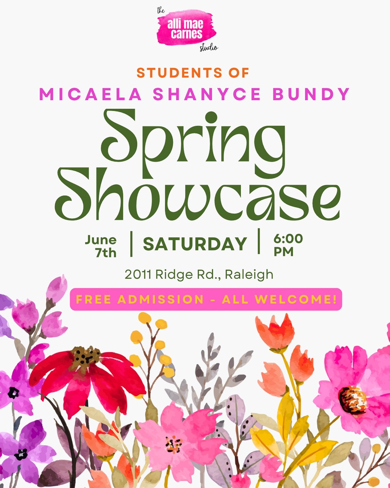 Ms. Micaela ( @msb_voice)&rsquo;s showcase is Saturday, June 7 at 6:00 PM! Fun fact: she has more adult students than any other teacher in the studio! Come see these &ldquo;big kids&rdquo; shine! 🎤🌟