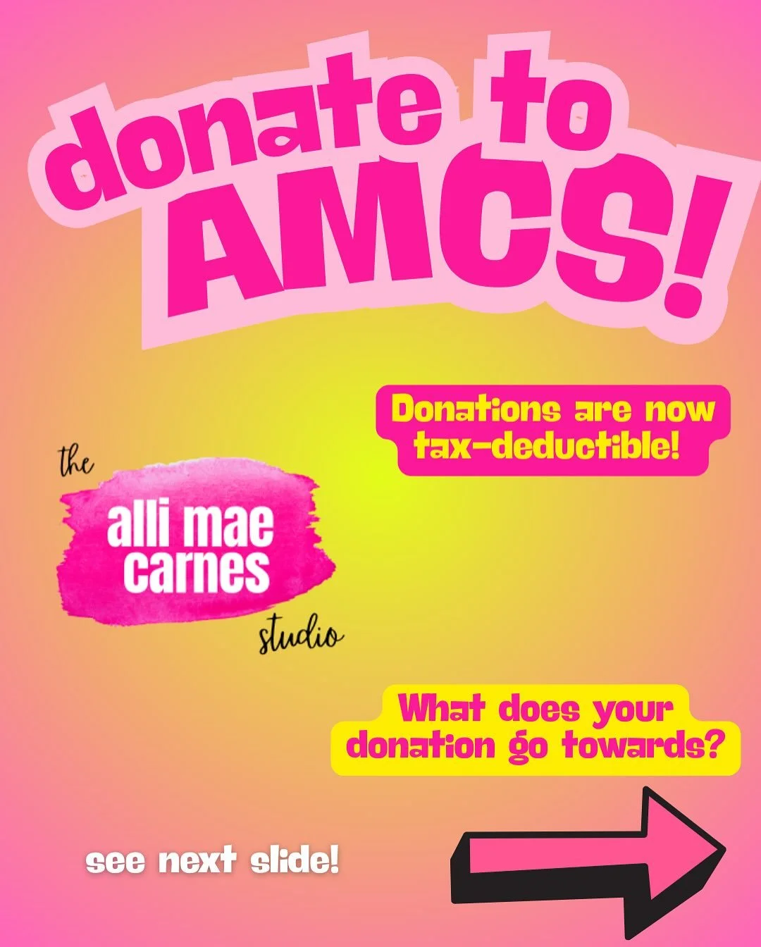 Big news! All donations to AMCS are now tax-deductible via our Fiscal Sponsor, Fractured Atlas. Consider donating to AMCS today, and the difference we are striving to make in our community!