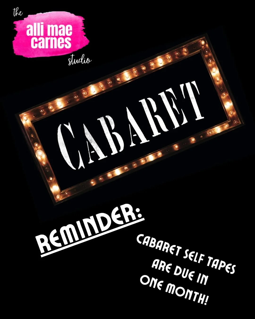 Cabaret audition tapes are due April 15!!! Get them in soon!!!