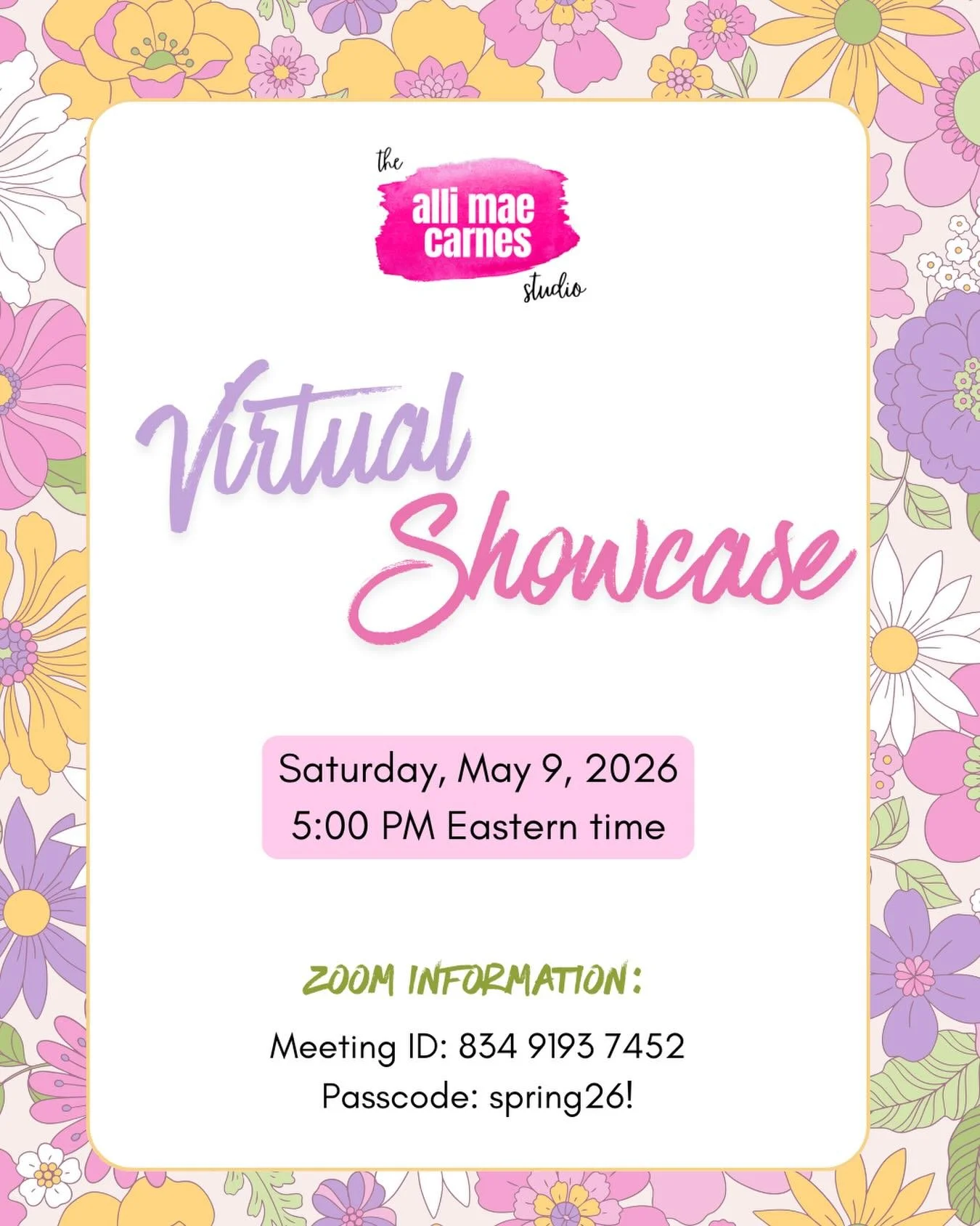 Virtual showcase happening this weekend!!! 💜💛