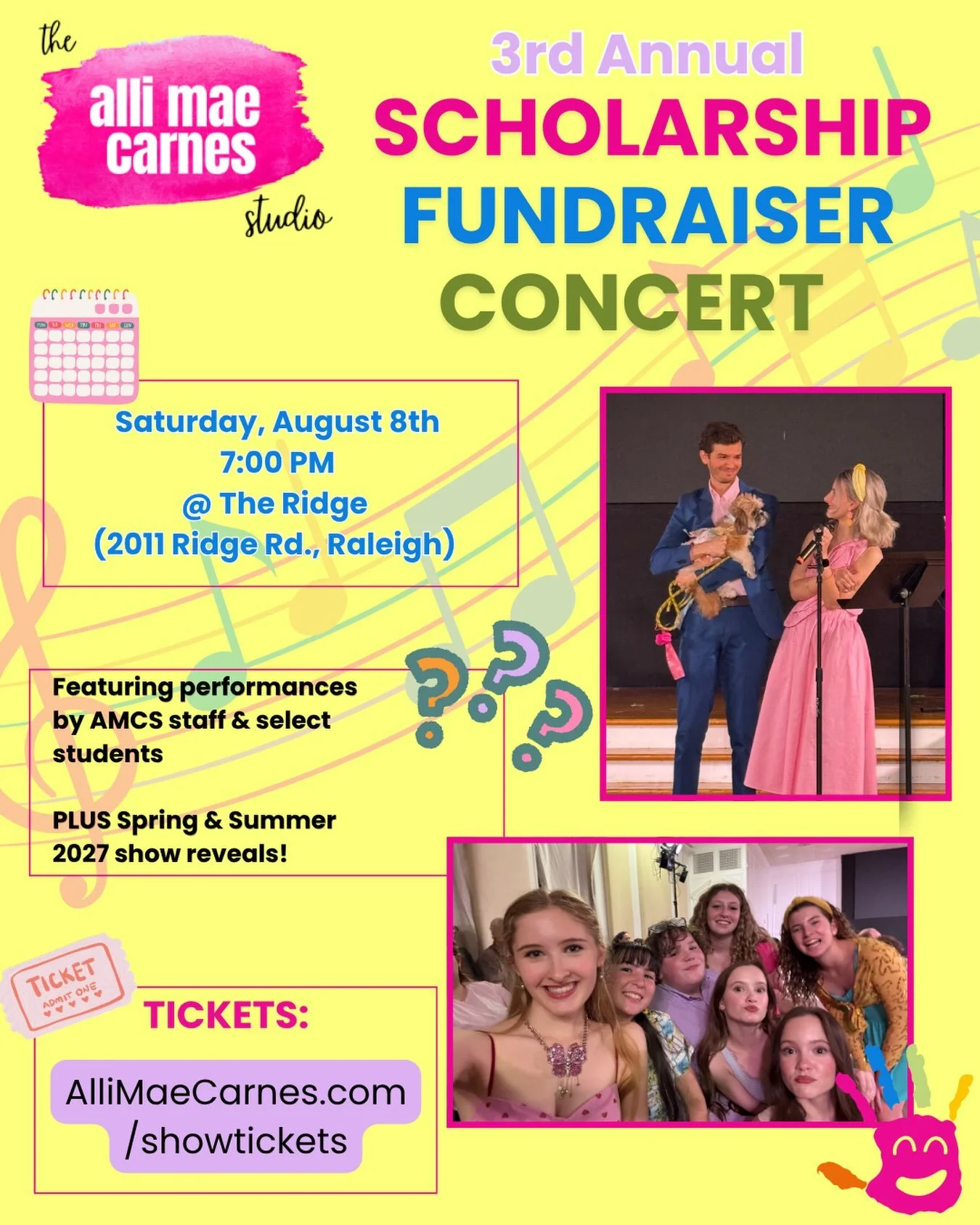 Tickets for next weekend&rsquo;s scholarship fundraiser concert are available NOW!!! 
AlliMaeCarnes.com/showtickets 🎟️🎶🎤