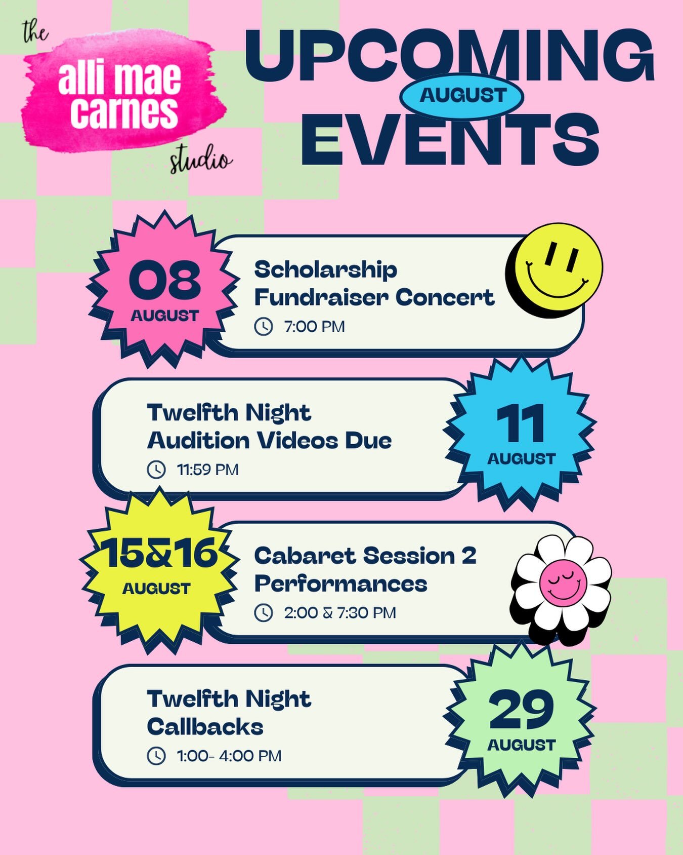 Upcoming events in the coming weeks! 💖🫶🏼✨