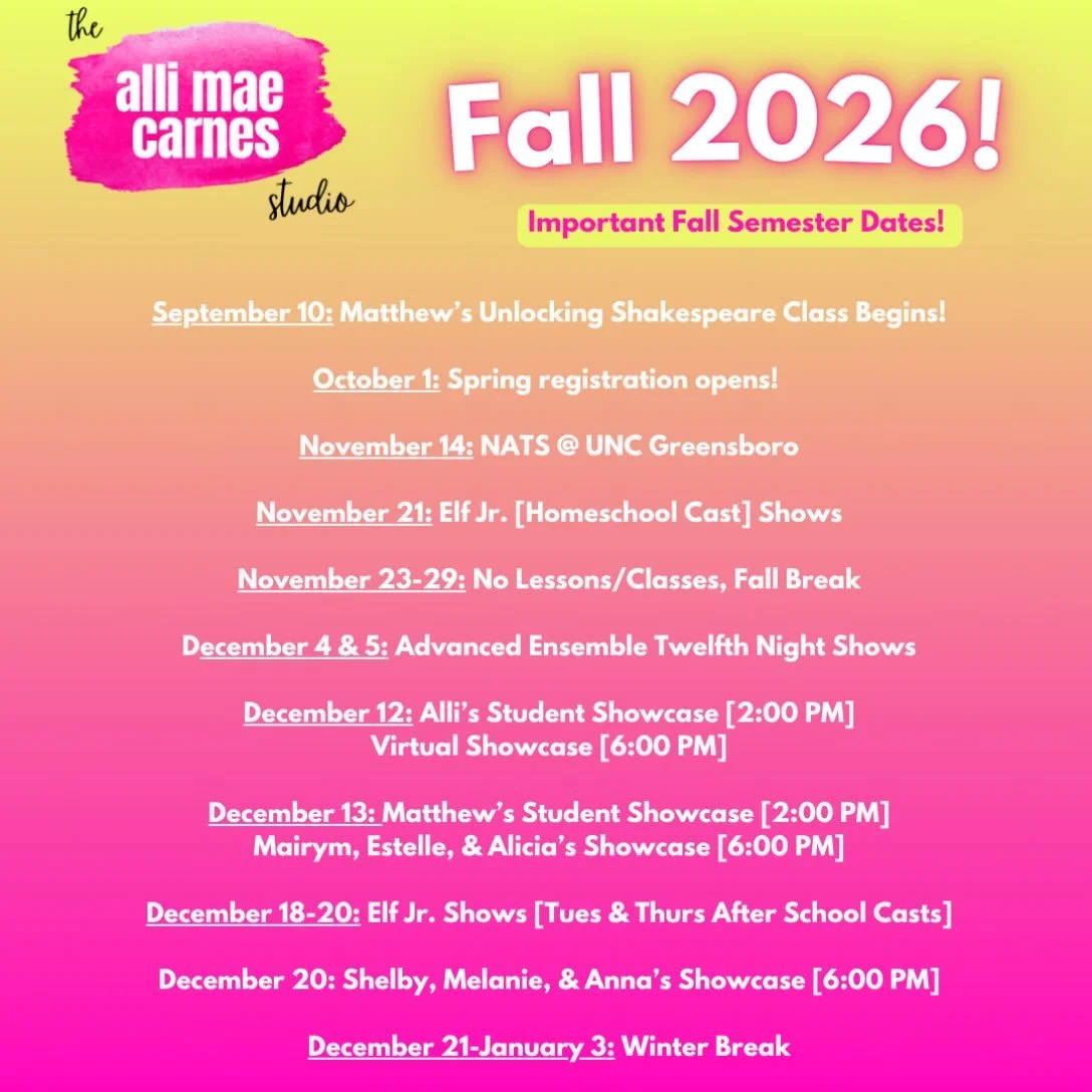 Important fall semester dates! 💖💛
