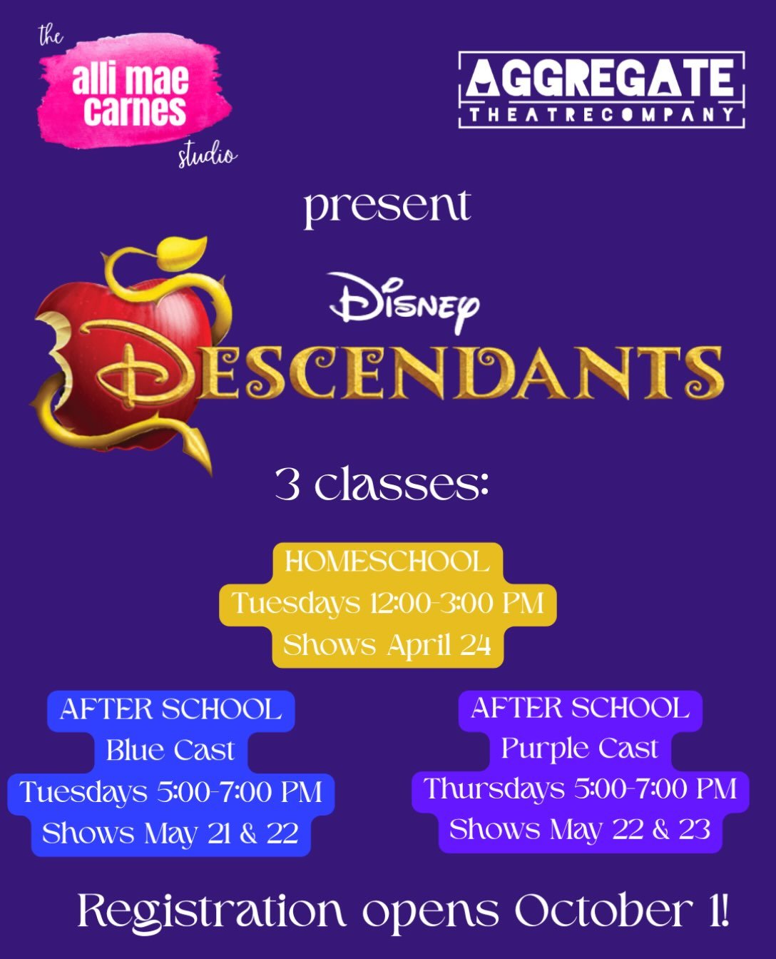 SPRING SHOW!!!!! Our largest show we&rsquo;ve done yet with this group! Ages 6-15. 
Registration opens October 1! 🍎👑✨