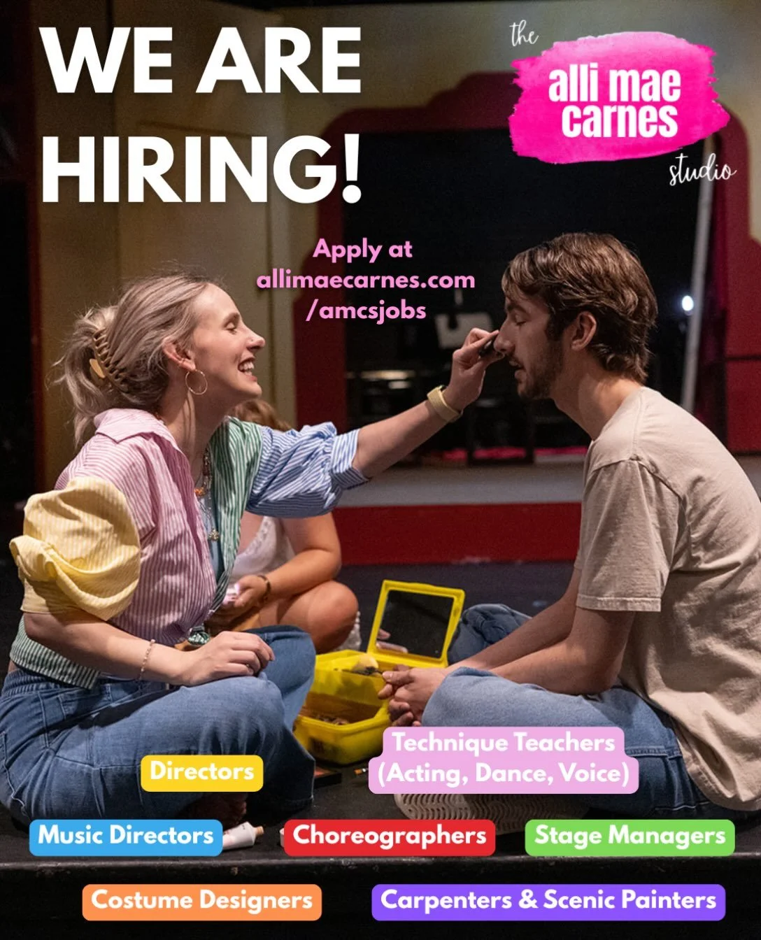 🎭 WE&rsquo;RE HIRING! 🎭

At AMCS, we&rsquo;re looking for talented, passionate, and collaborative teaching artists to join our creative team! We are specifically looking for directors, music, directors, choreographers, stage managers, carpenters, s