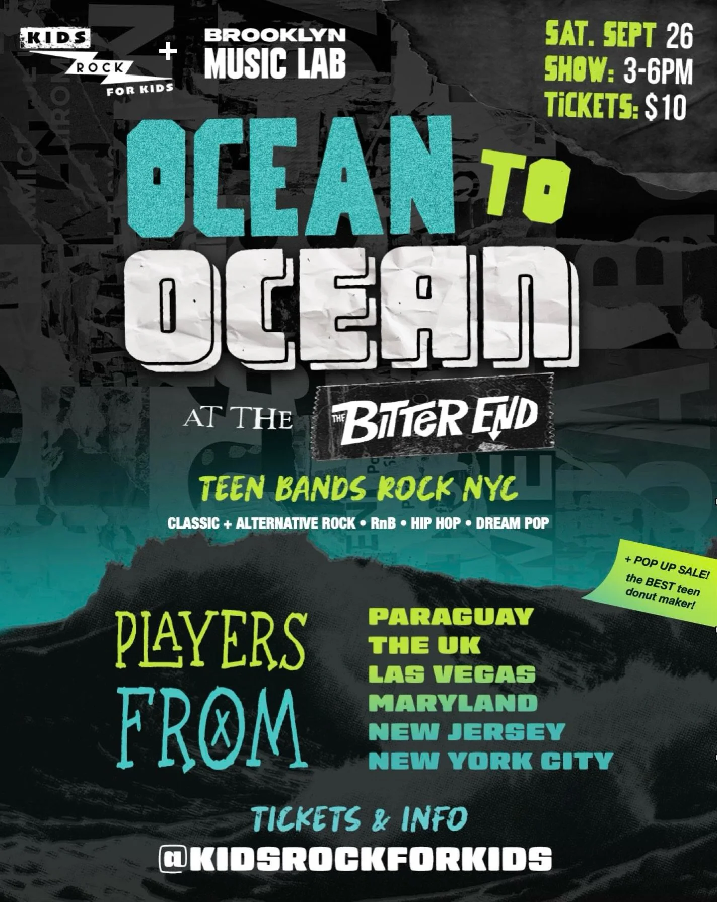 NEXT SHOW! SAT SEP 26 &bull; The Bitter End 3-6PM

Ticket link in bio🚨🔗

Teen bands come together to do what they love, connect with their kindred spirits in music, while helping kids in need. You&rsquo;ll hear a mix of Classic &amp; Alternative Ro