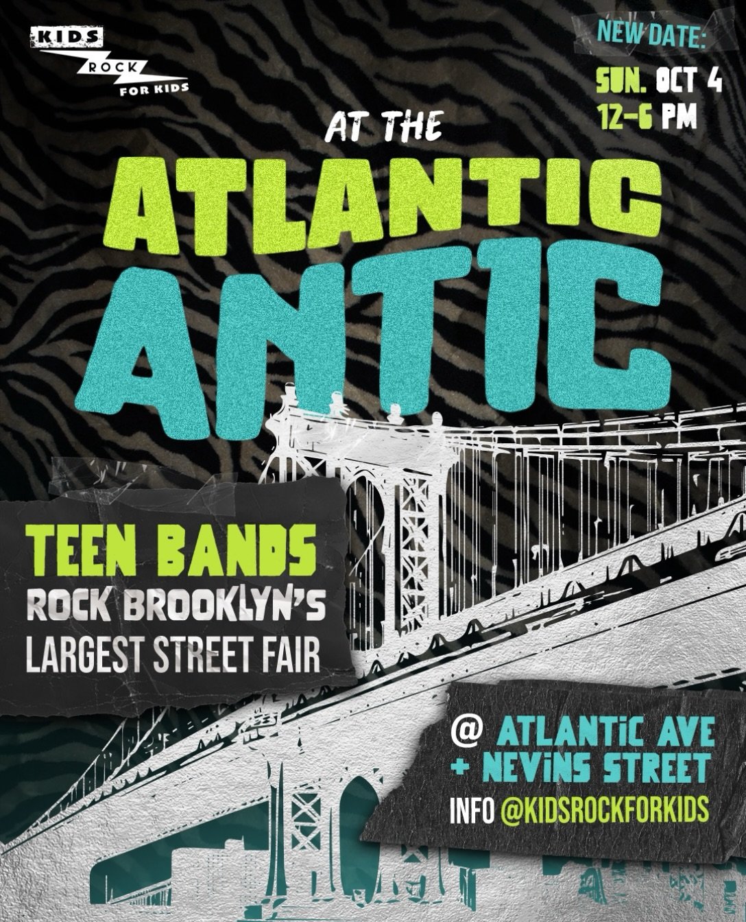POSTPONED TO SUN OCT 4 🚨Check out incredible live teen bands at the ATLANTIC ANTIC in Brooklyn!

Atlantic Ave &amp; Nevins Street
From 12:00-6:00PM @atlanticanticbrooklyn 

11 TEEN BANDS!! 🔥🤯🤘
Classic &amp;&nbsp;Alternative Rock &bull;&nbsp;RnB &