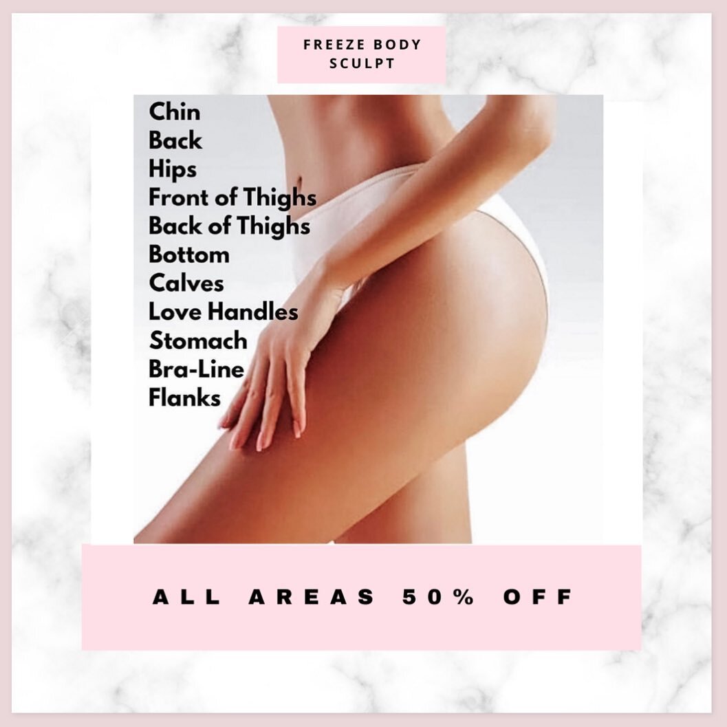 Just imagine getting rid of the bulge that&rsquo;s been bothering you.. Any area can be treated with fat freezing! We have seen our clients loose 2-18cms and never return.. 
All areas are currently 50% off so DM to book now or use the link in our bio
