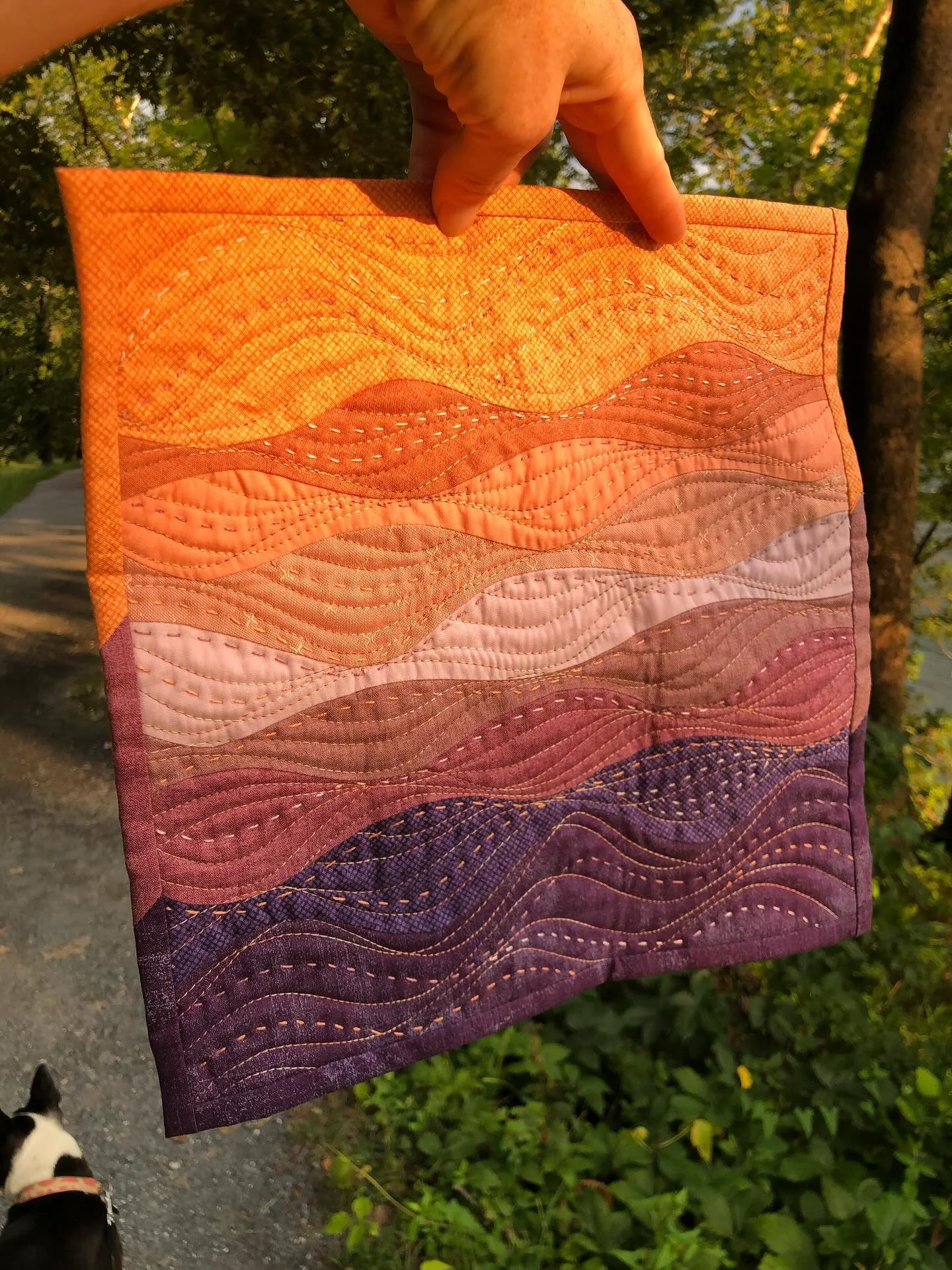 Happy to share that my mini quilt &ldquo;Sunset Waves&rdquo; sold at the Studio Art Quilt Associates Benefit Auction @saqaart  Couldn&rsquo;t be happier! To know someone else loved this piece and that is going to a new home gives me so much happiness