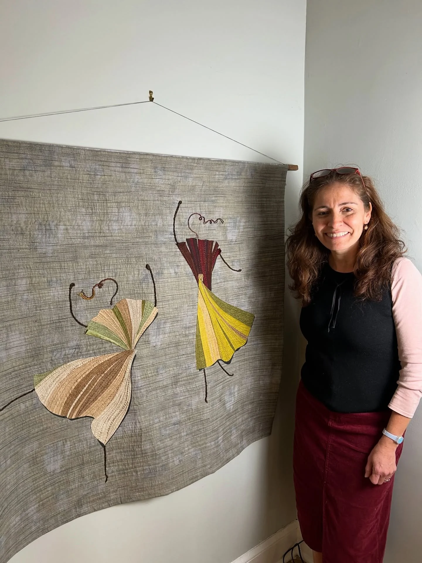 A piece I had on display in the Studio Tour at home was this special quilt I have worked on for many months during this year. It was not for sale but I felt so happy to hang it and have my own little exhibit. People connected with this piece, asked l