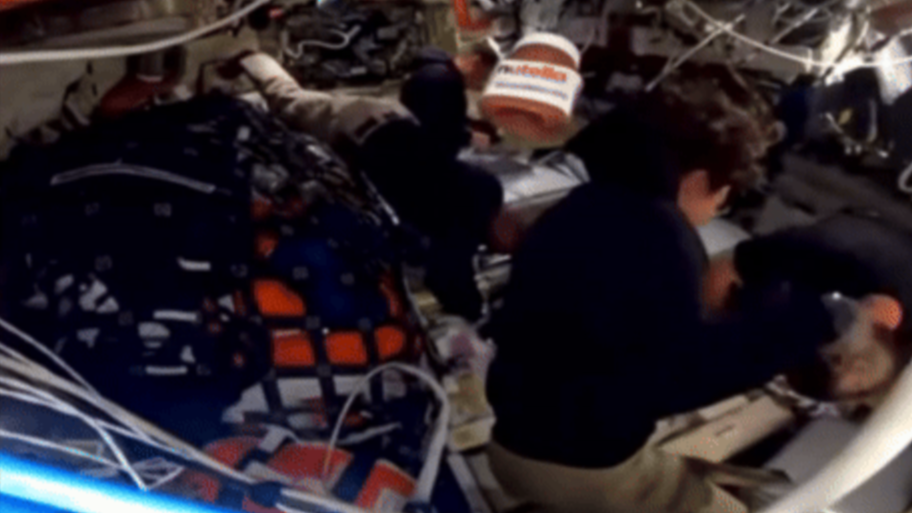 Image of Jar of Nutella floating through space during Artemis 2 lunar mission