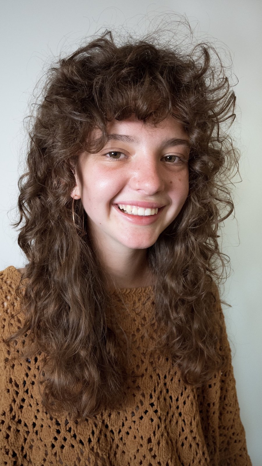 Long Curly Shag with Bangs