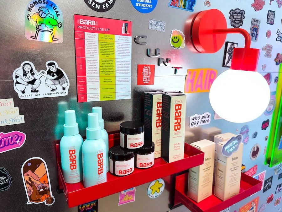 The Barb Shop product lineup: Pomade, Sea Salt Spray, & Styling Cream