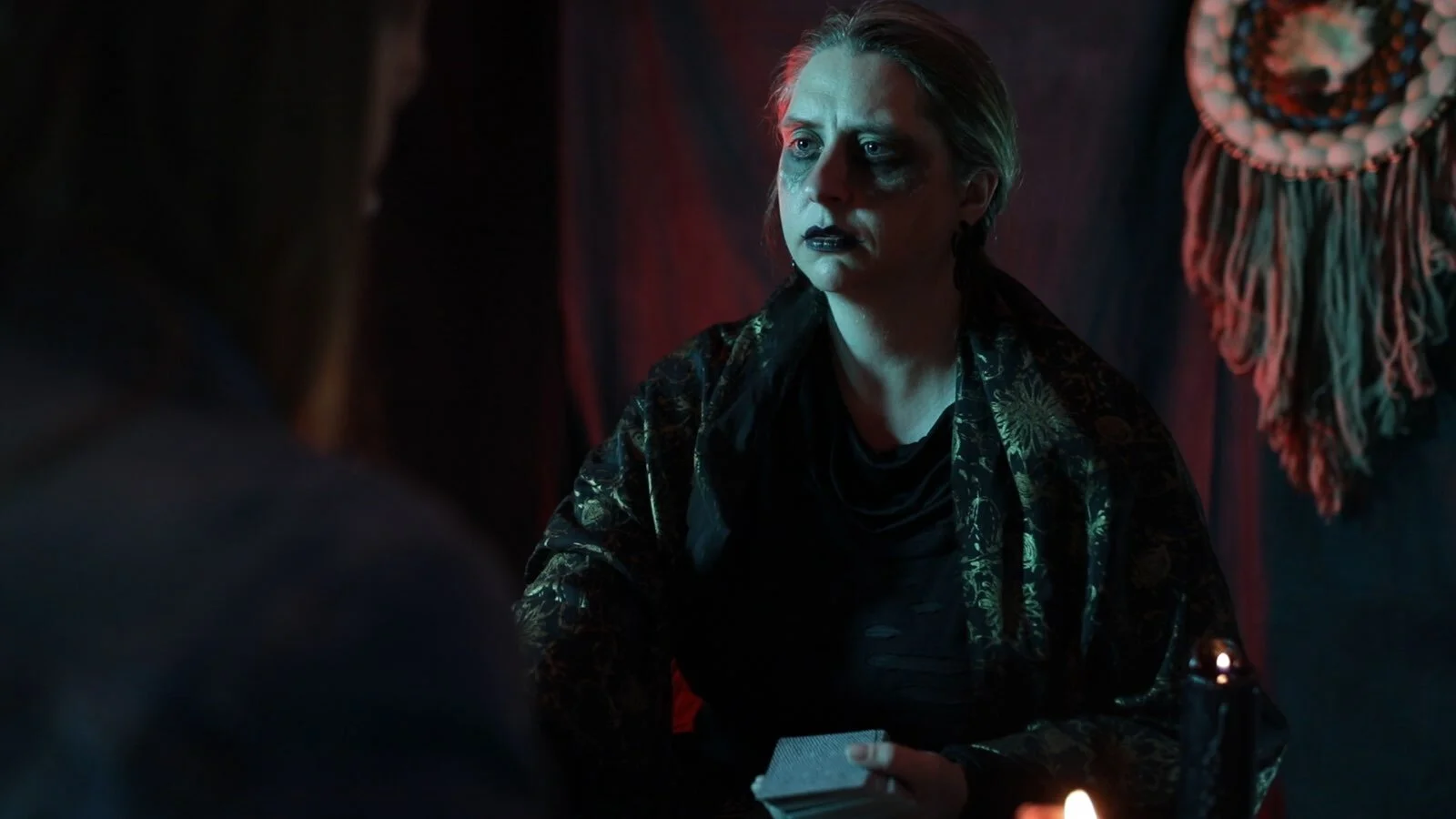 Teresa Hunt on the set of The Cards Never Lie