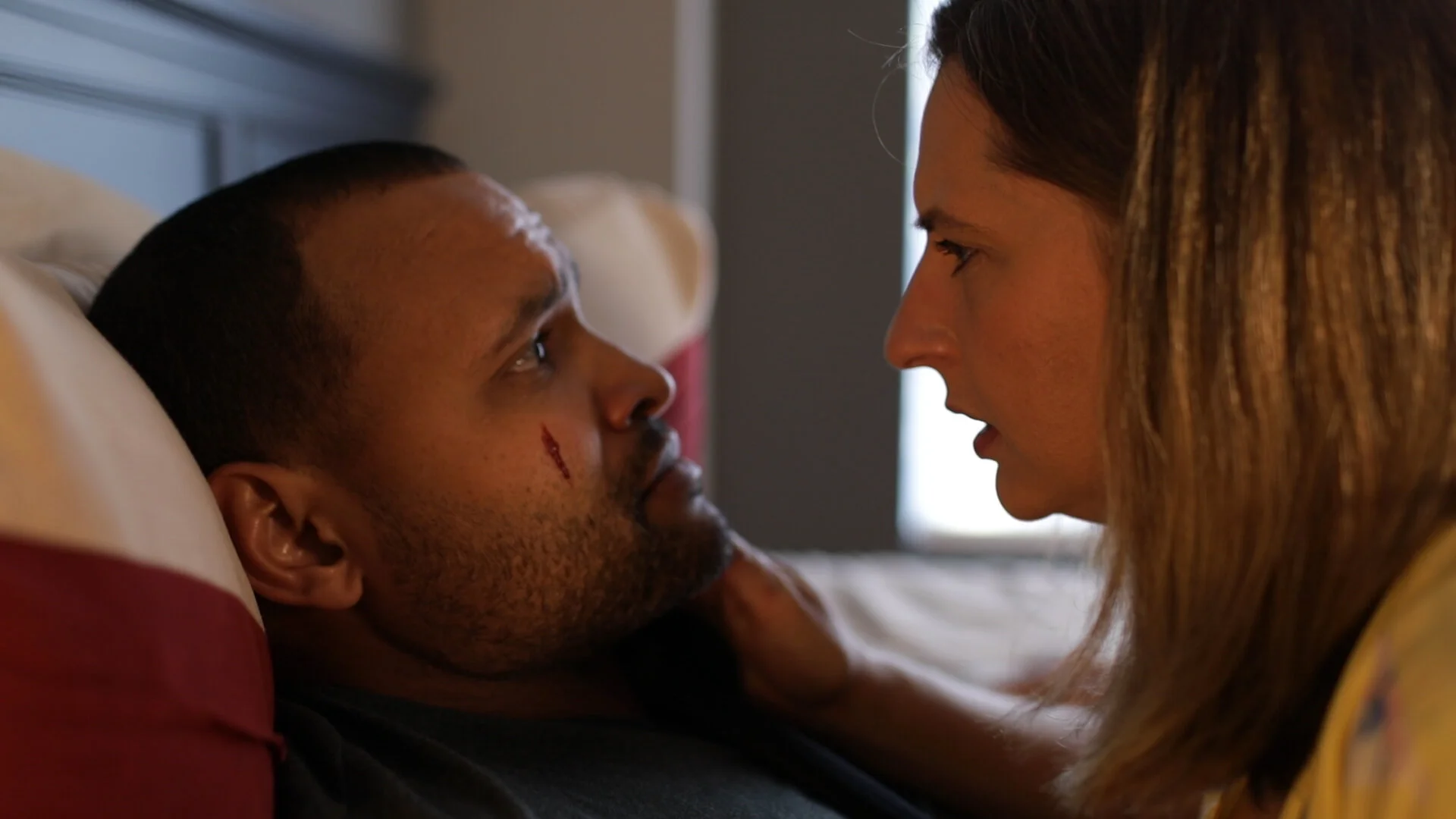 Teresa Hunt on the set of Shackles of Love with Lou Acosta