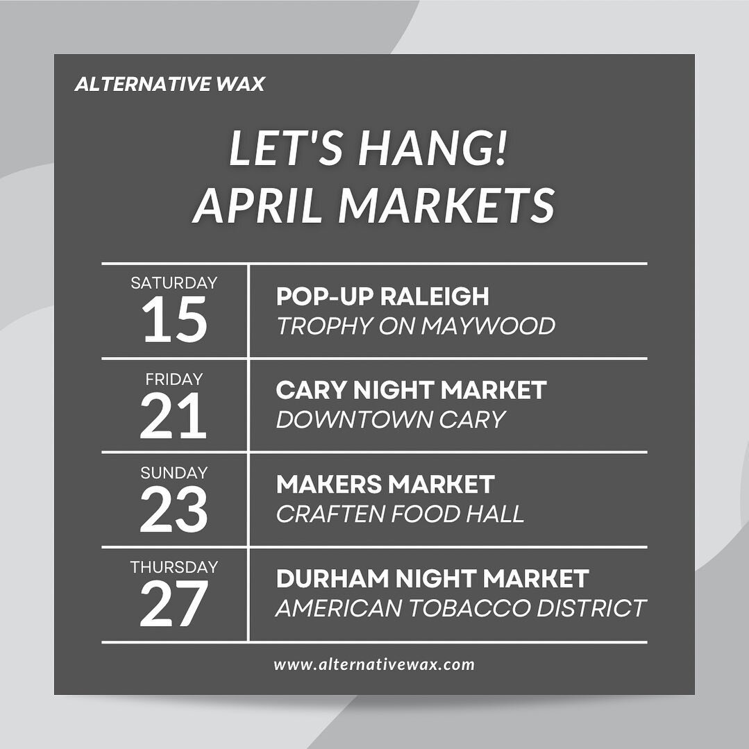 Hey Raleigh / Durham pals, we can&rsquo;t get enough of you! We hope the feeling is mutual, because we have a ton of events coming up throughout the rest of the month! Stop by and see us when you can to check our new spring scents.

#weekendplans #ra